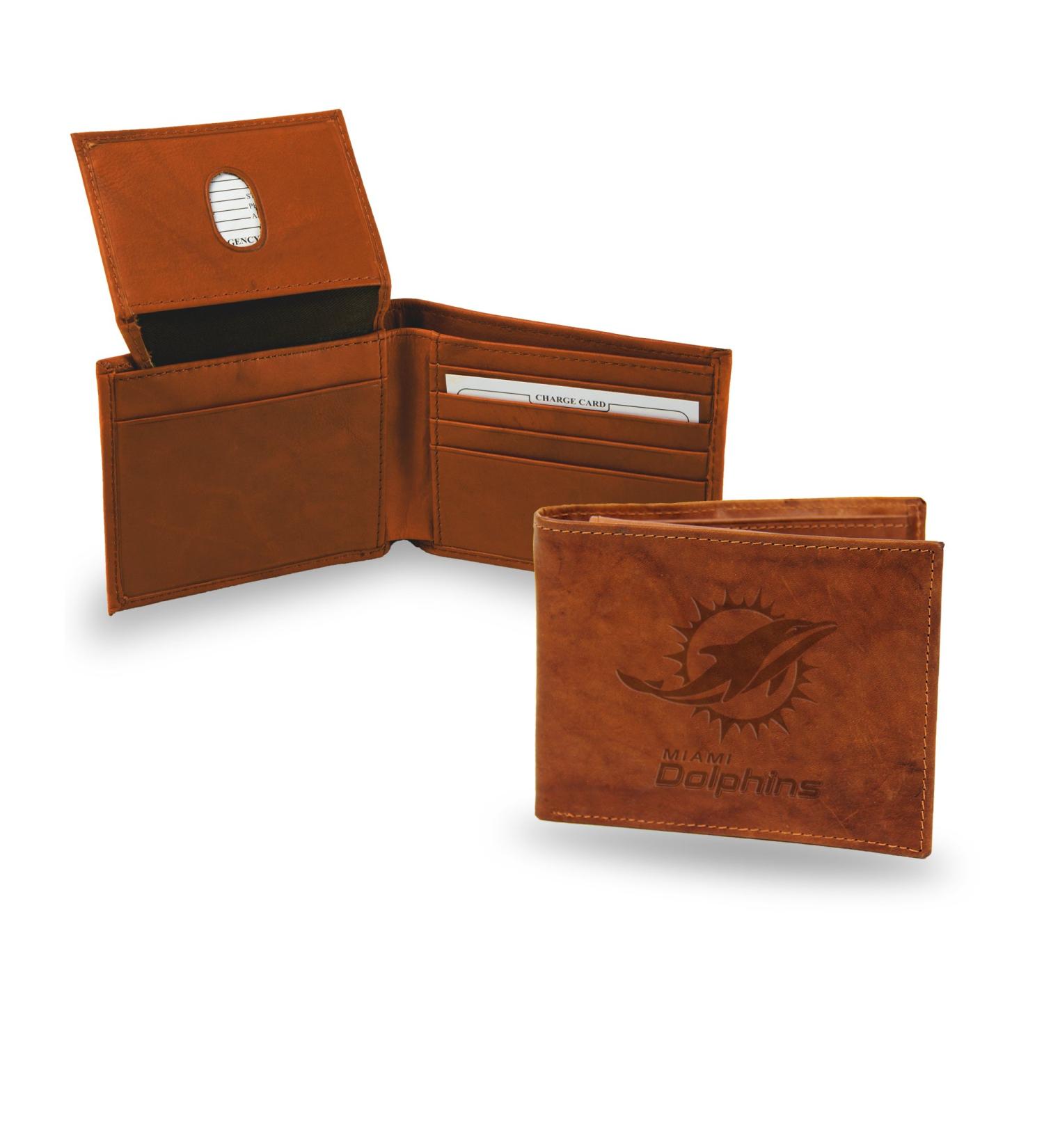 Miami Dolphins Embossed Leather Billfold Wallet - Official NFL Merchandise - Buy Online on GoSupps.com