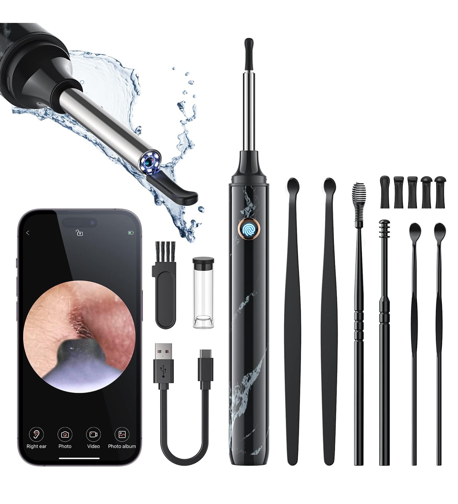 Ear Wax Removal Kit with Camera and Light - 1080P Otoscope Ear Cleaner for iPhone & Android - 7 Pcs Ear Set Included - Black - Buy Online on GoSupps.com