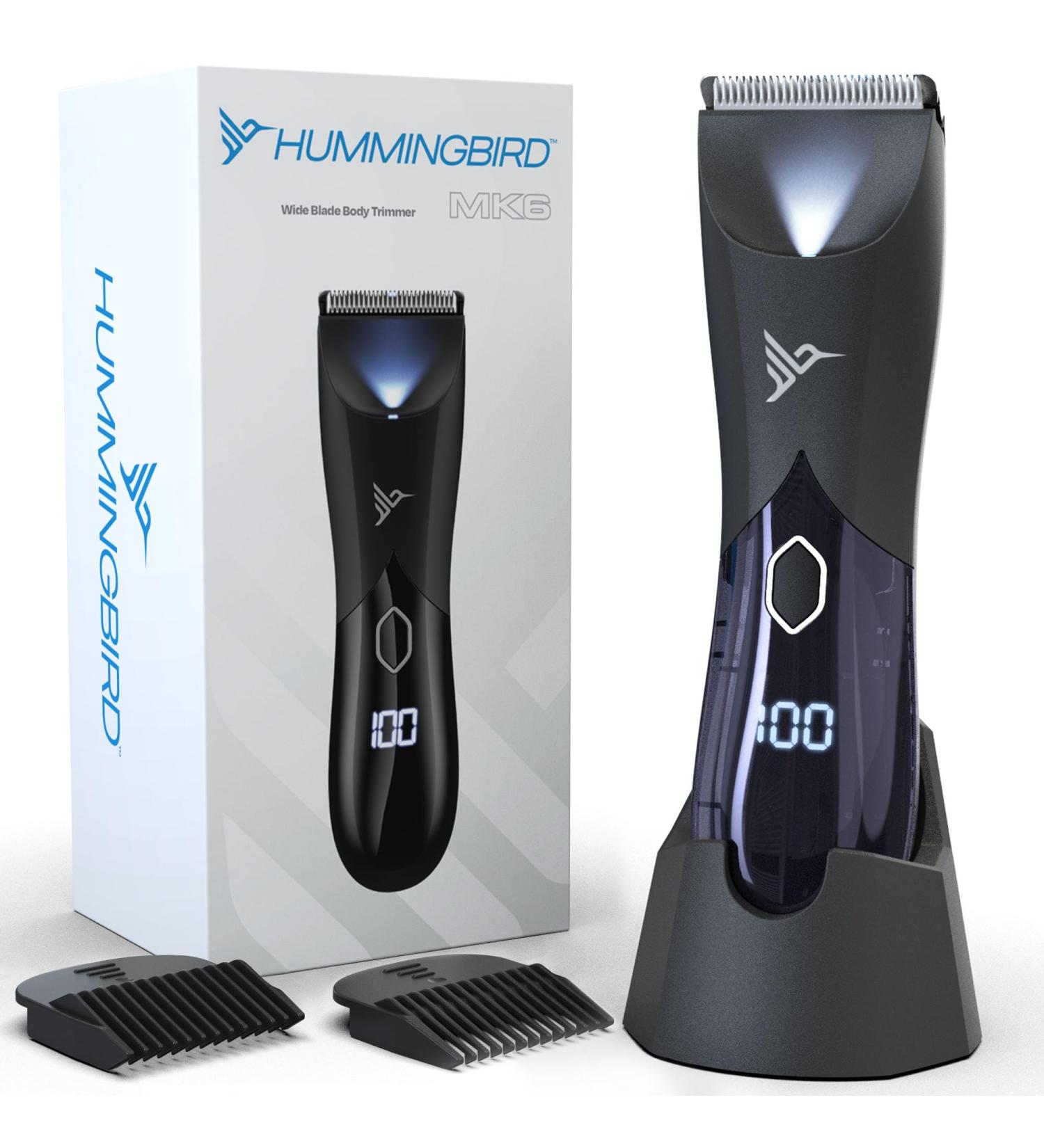 HUMMINGBIRD MK6 Body Hair Trimmer for Men - Waterproof USB-C Rechargeable No Nick Ceramic Blade Charging Dock & Travel Pouch - Perfect Ball Trimmer & Body Shaver - Buy Online on GoSupps.com