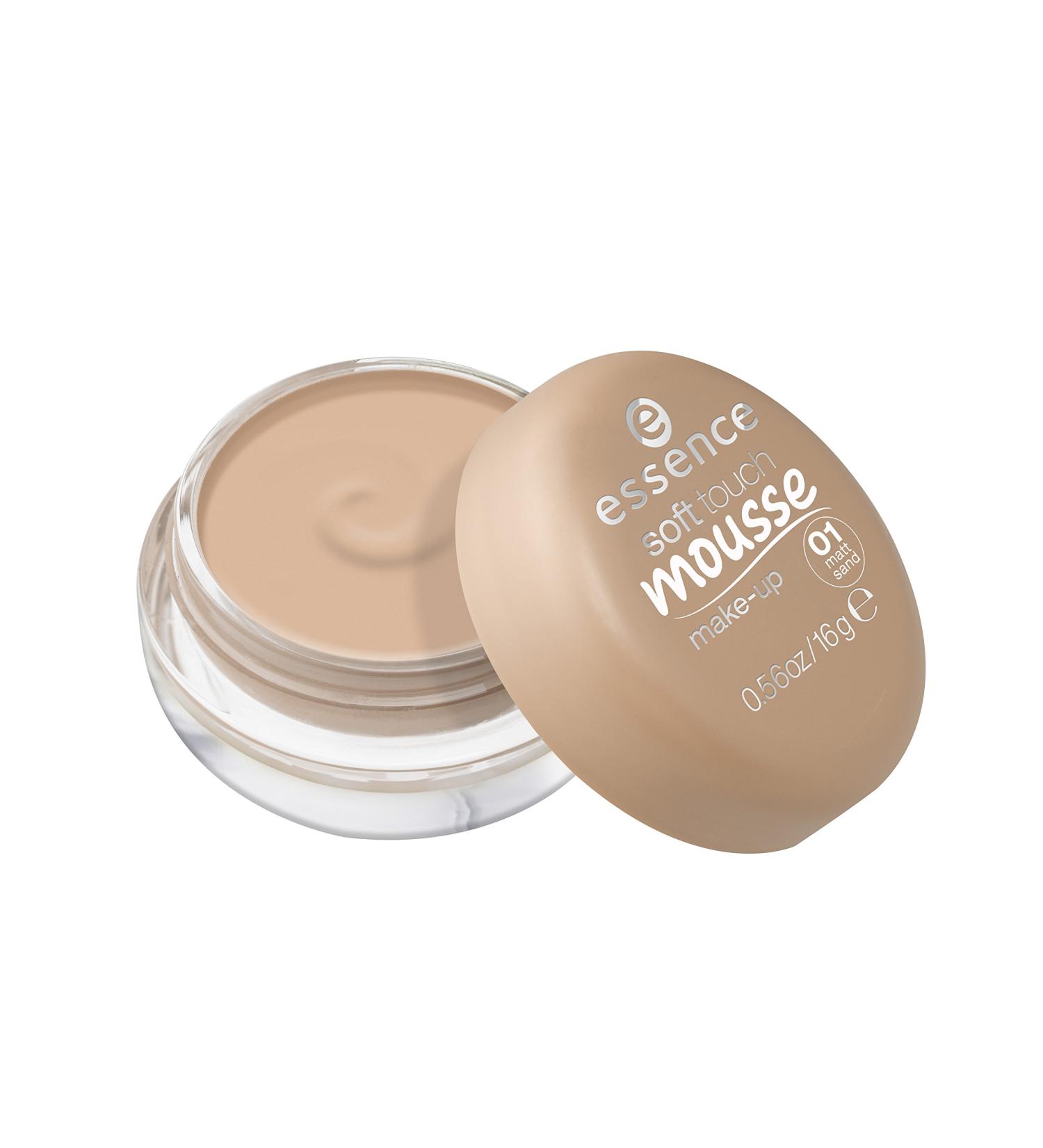 essence Soft Touch Mousse Make-Up Foundation No. 01 Matt Sand Nude for Combination & Blemished Skin Matte Vegan Perfume & Alcohol-Free (16 g) 16 g (Pack of 1) 01 Matte Sand