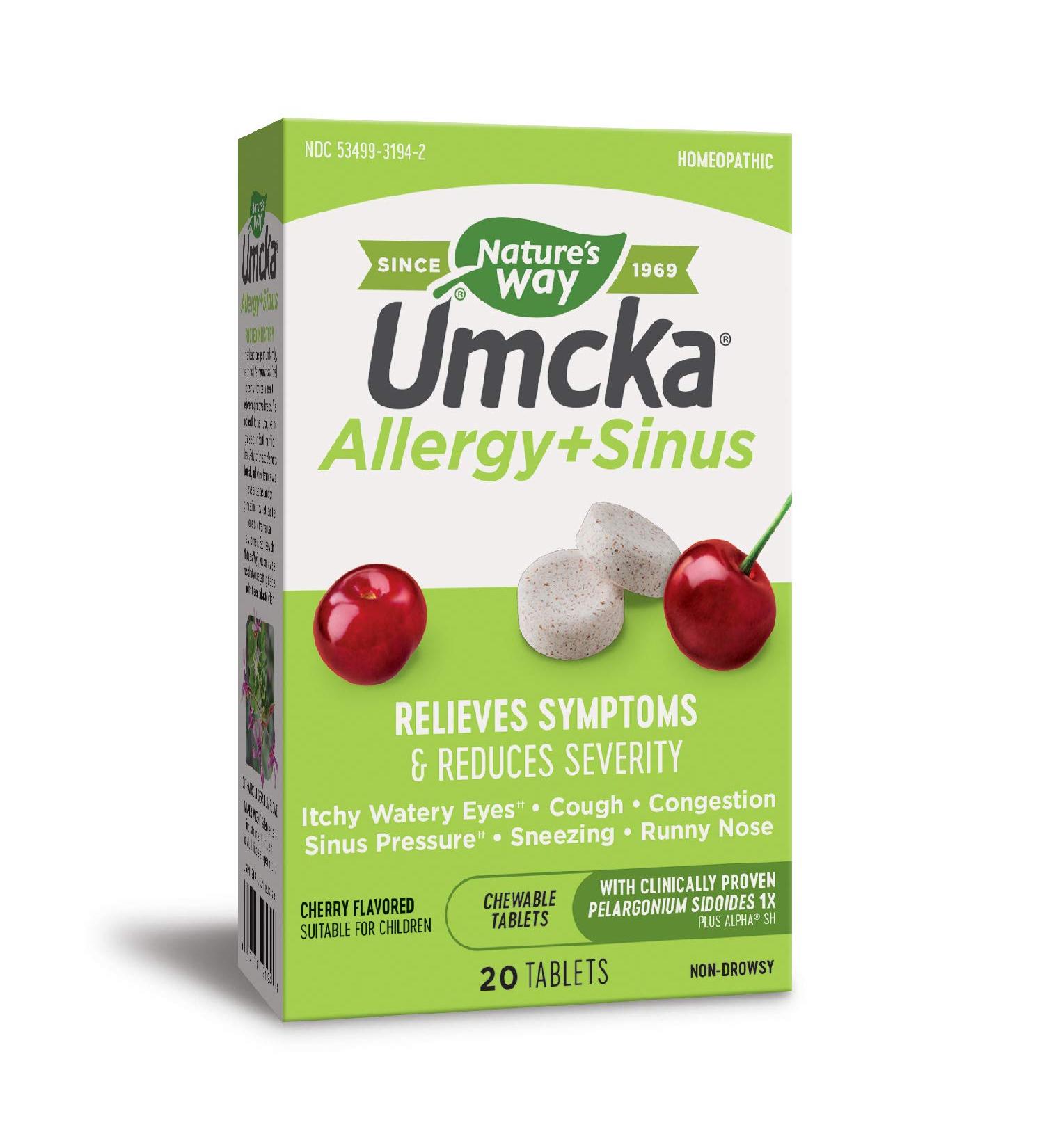 Umcka Allergy & Sinus Relief - Cherry Flavor, 20 Tablets | Nature's Way - Buy Online on GoSupps.com