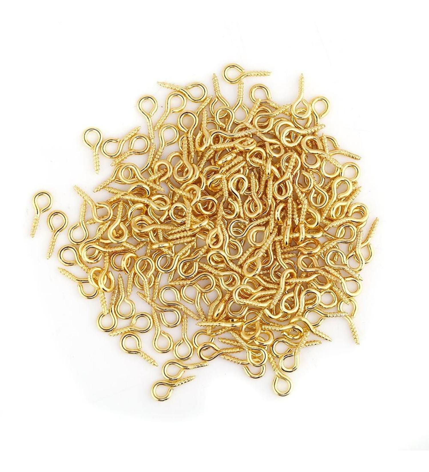 200 Mini Gold Eye Pins Hooks for Jewelry Pendant Making - Threaded Bails Findings - Buy Online on GoSupps.com