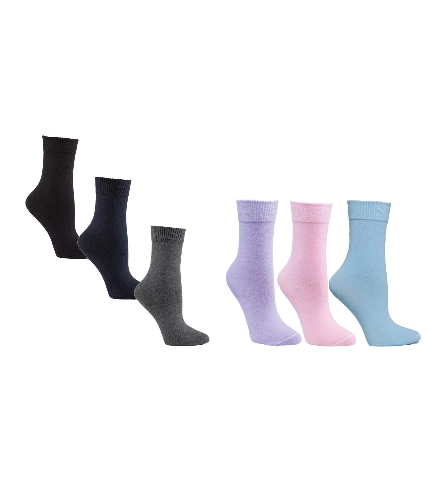 Sugar Free Sox Diabetic Socks for Women - Pink/Lavender/Baby Blue Crew Assorted 3 Pack - Enhance Circulation & Comfort | Women's Sock - Buy Online on GoSupps.com