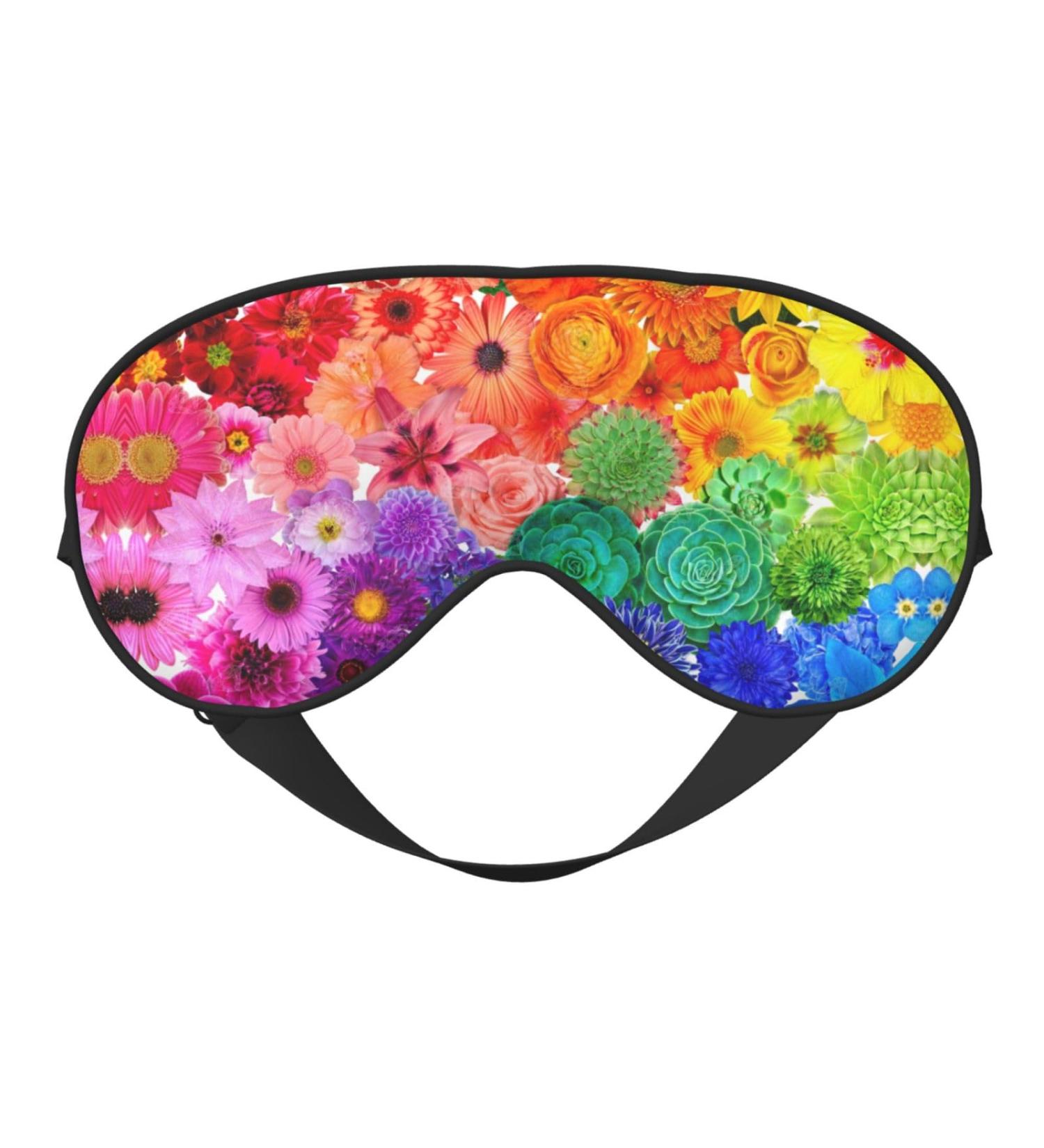 Rainbow Flowers Print Unisex Sleep Mask | Double-Sided Eye Mask for Sound Sleep & Skin Care - Buy Online on GoSupps.com