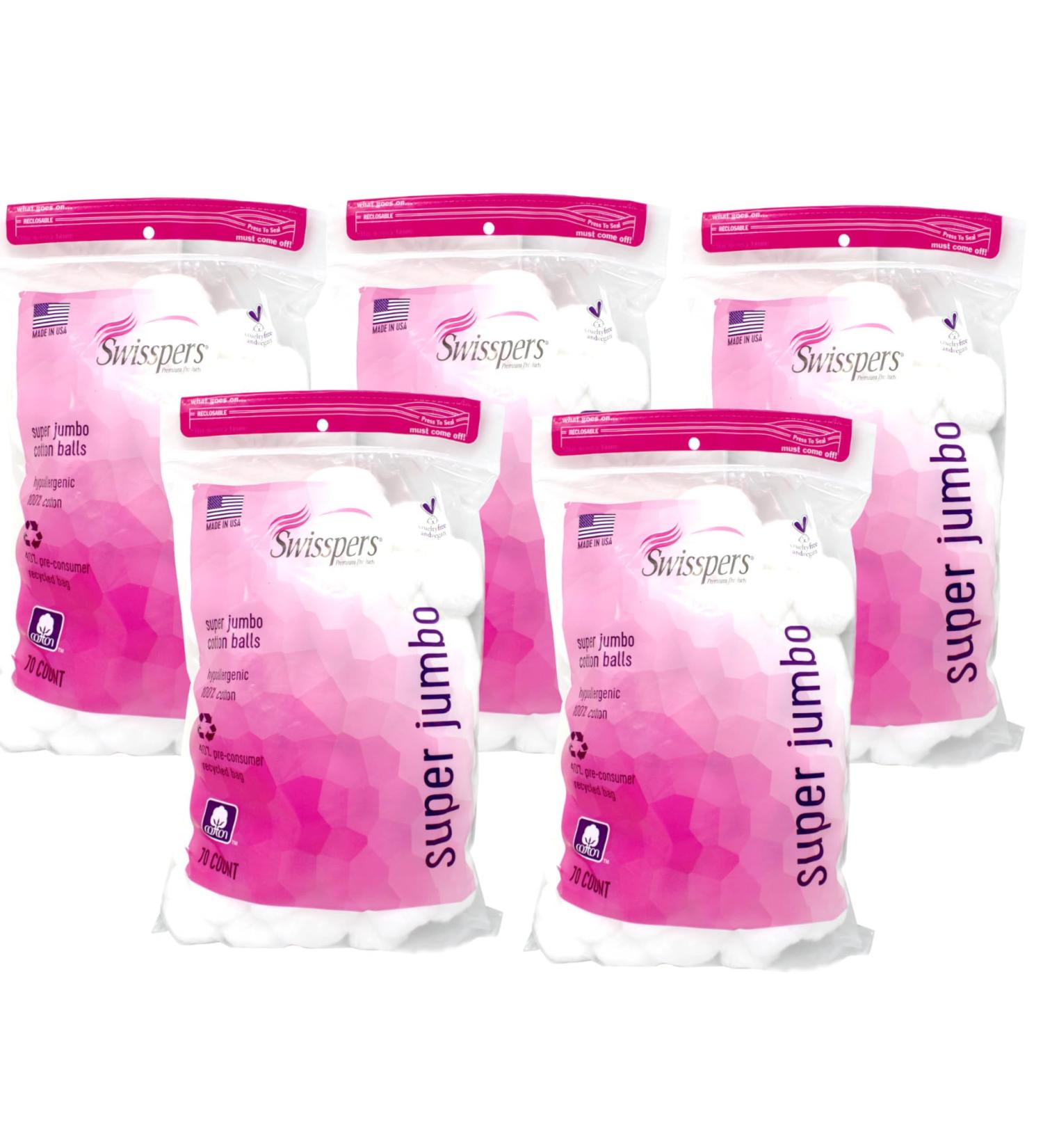 Swissper Cotton Balls Jumbo - 70 Pieces | Premium Quality & Soft Ideal for Beauty & Hygiene | International Shipping Available - Buy Online on GoSupps.com