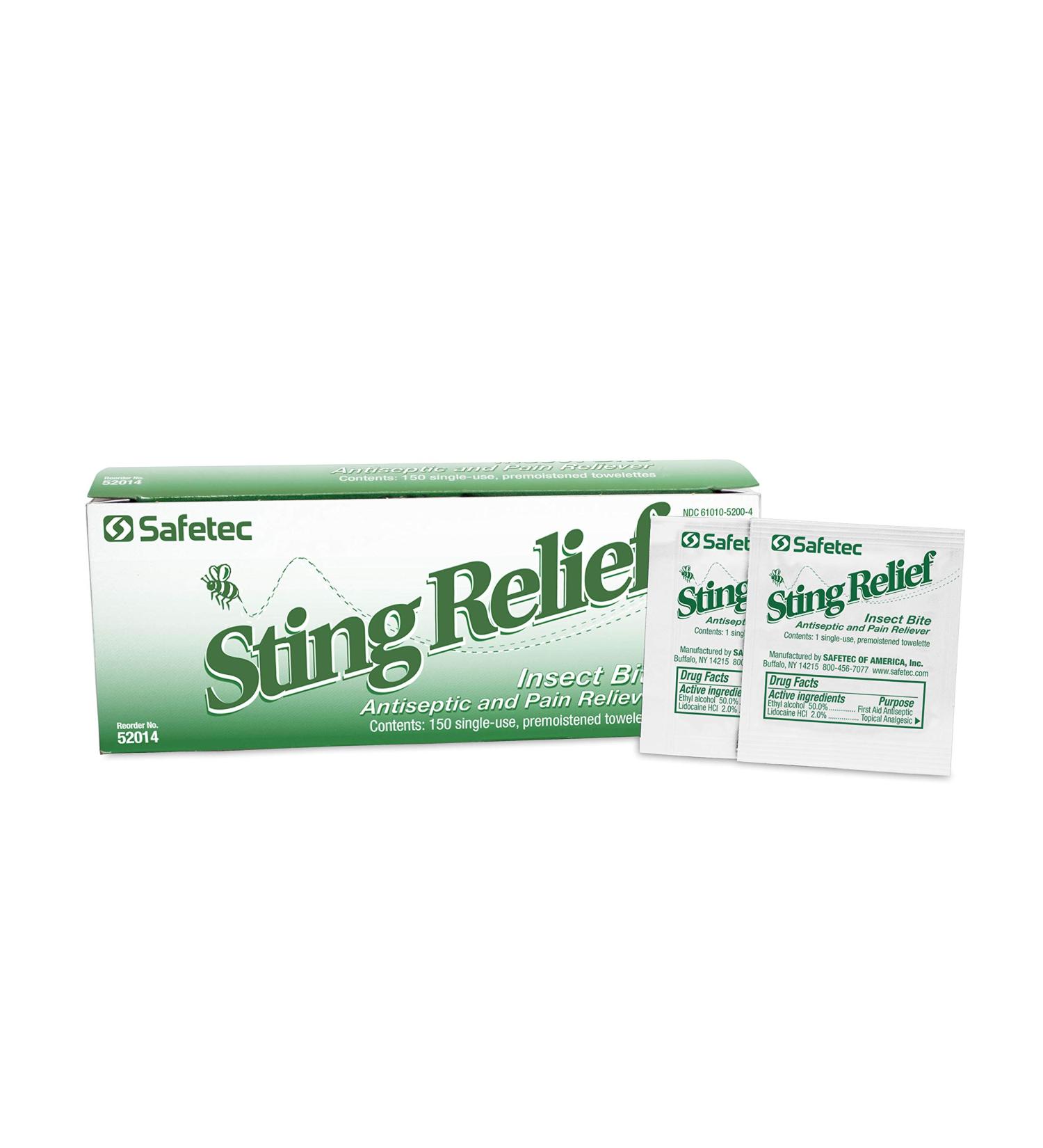 Safetec Sting Relief Wipe 150 ct. Box - Pack of 1 | Soothes Bug Bites and Stings | Case of 20 Boxes Available - Buy Online on GoSupps.com
