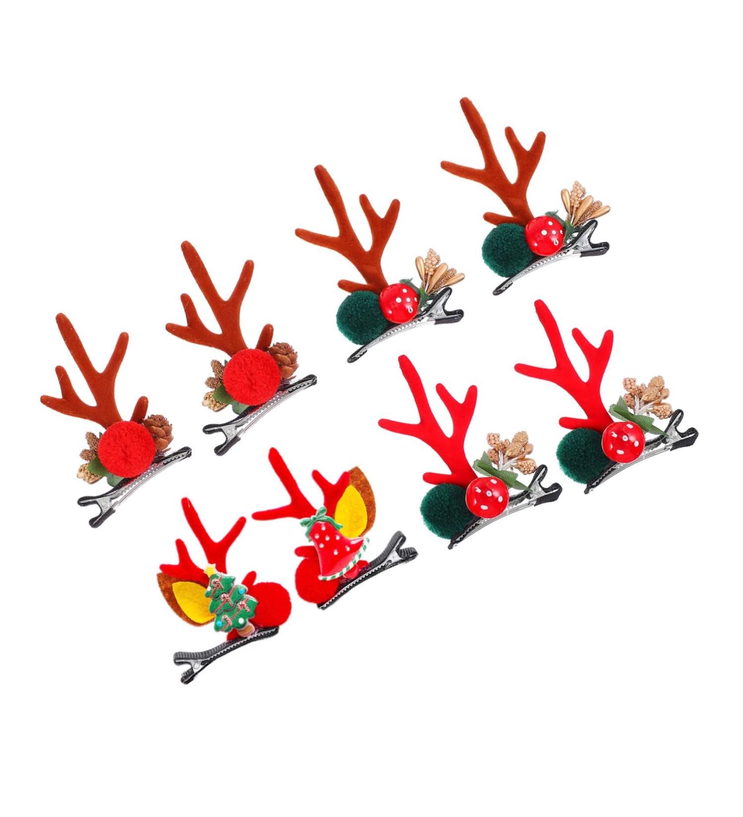 FOMIYES 4 Pairs Christmas Hair Clips Animal Horns Headpiece Hair Decoration Doe Ears Hair Clip Antlers Hair Clips Girls Dresses Animal Horns Clips Santa Hat Clip Elder Pompom - Buy Online on GoSupps.com