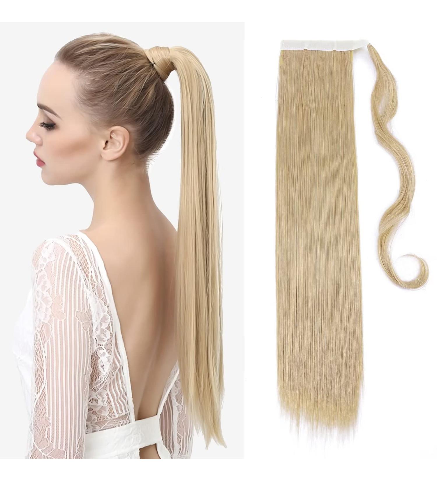 Shop Tess Ponytail Extension - 60 cm Dark Blonde & Bleach Blonde Braid (#18/613) - 90g Smooth Long Hair Extension for Effortless Style - Buy Online on GoSupps.com