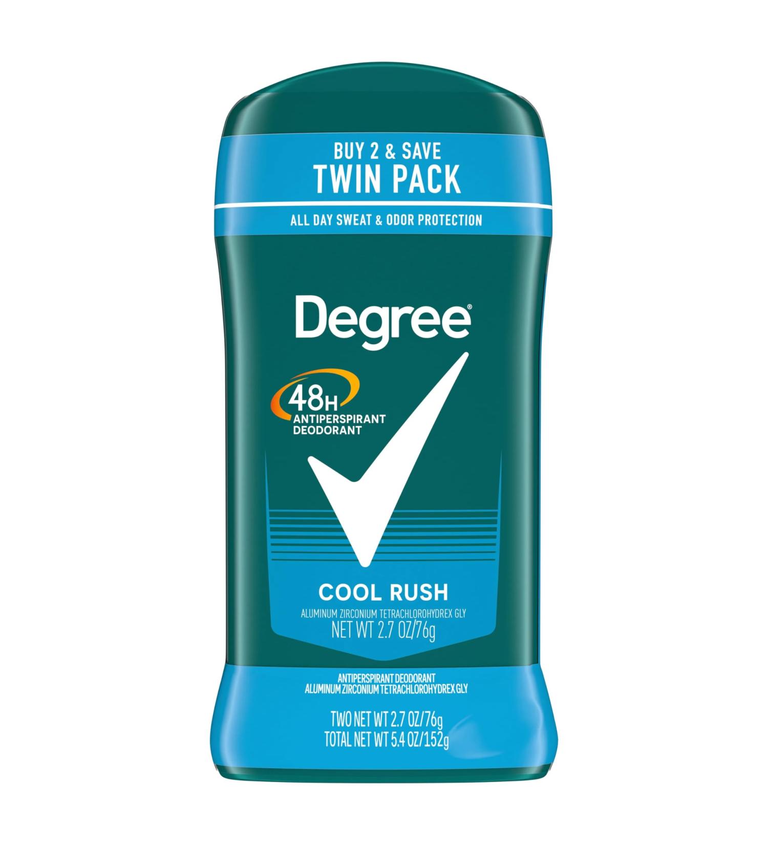 Degree Cool Rush Dry Protection Antiperspirant Deodorant Stick 2.7 oz Twin Pack