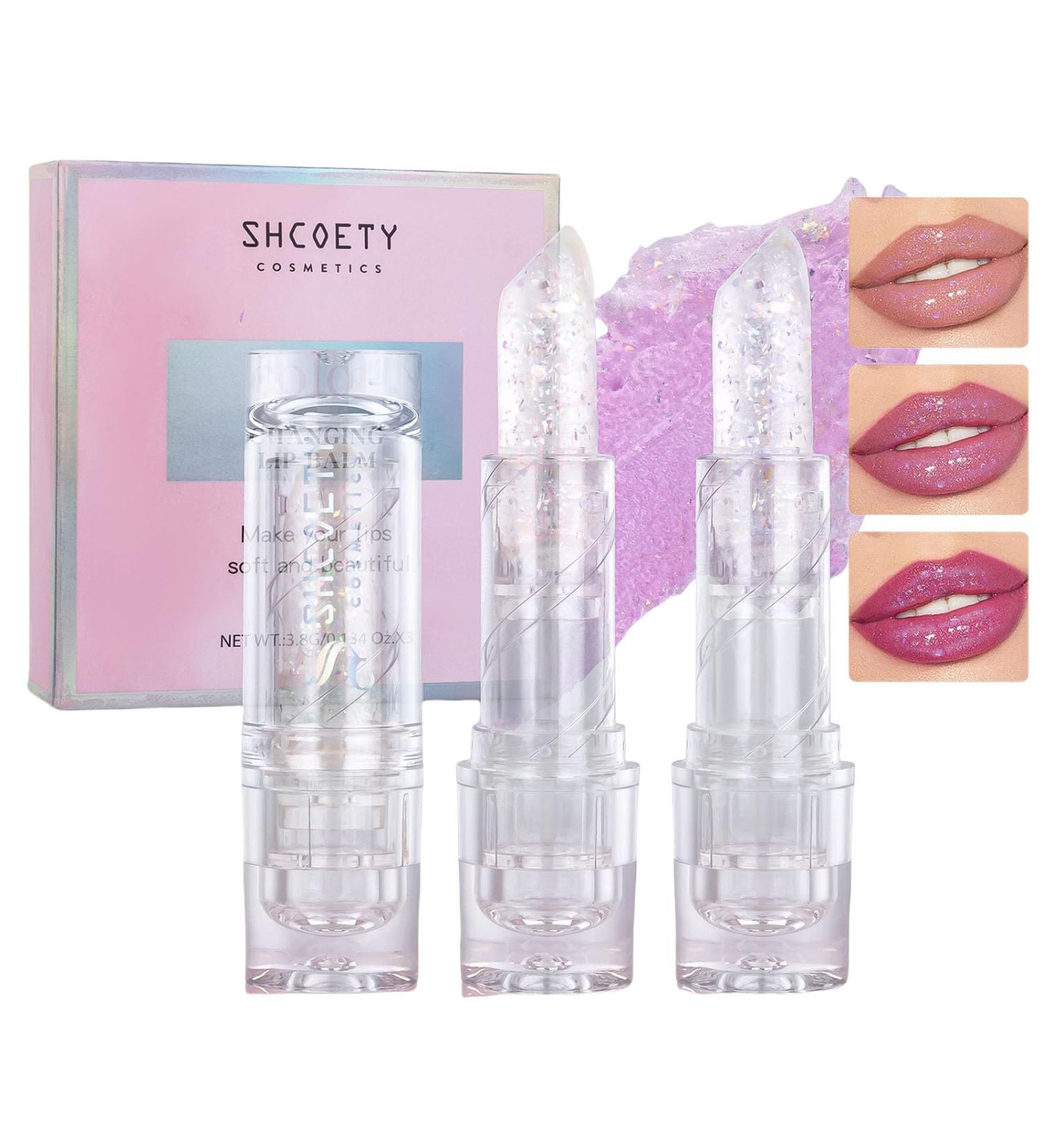 Glitter Confetti Lip Balm Set - Color Changing Moisturizing Lipstick & Tinted Balm - Hydrating & Plumping 3PCS - Buy Online on GoSupps.com