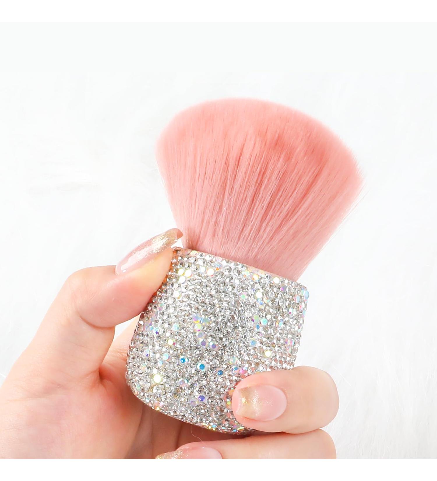 ANGNYA Pink Nail Dust Brush with Rhinestones | Fluffy Makeup Brush for Acrylic Nails & Dip Powder Removal | Nail Art Clean Up Tool - Buy Online on GoSupps.com