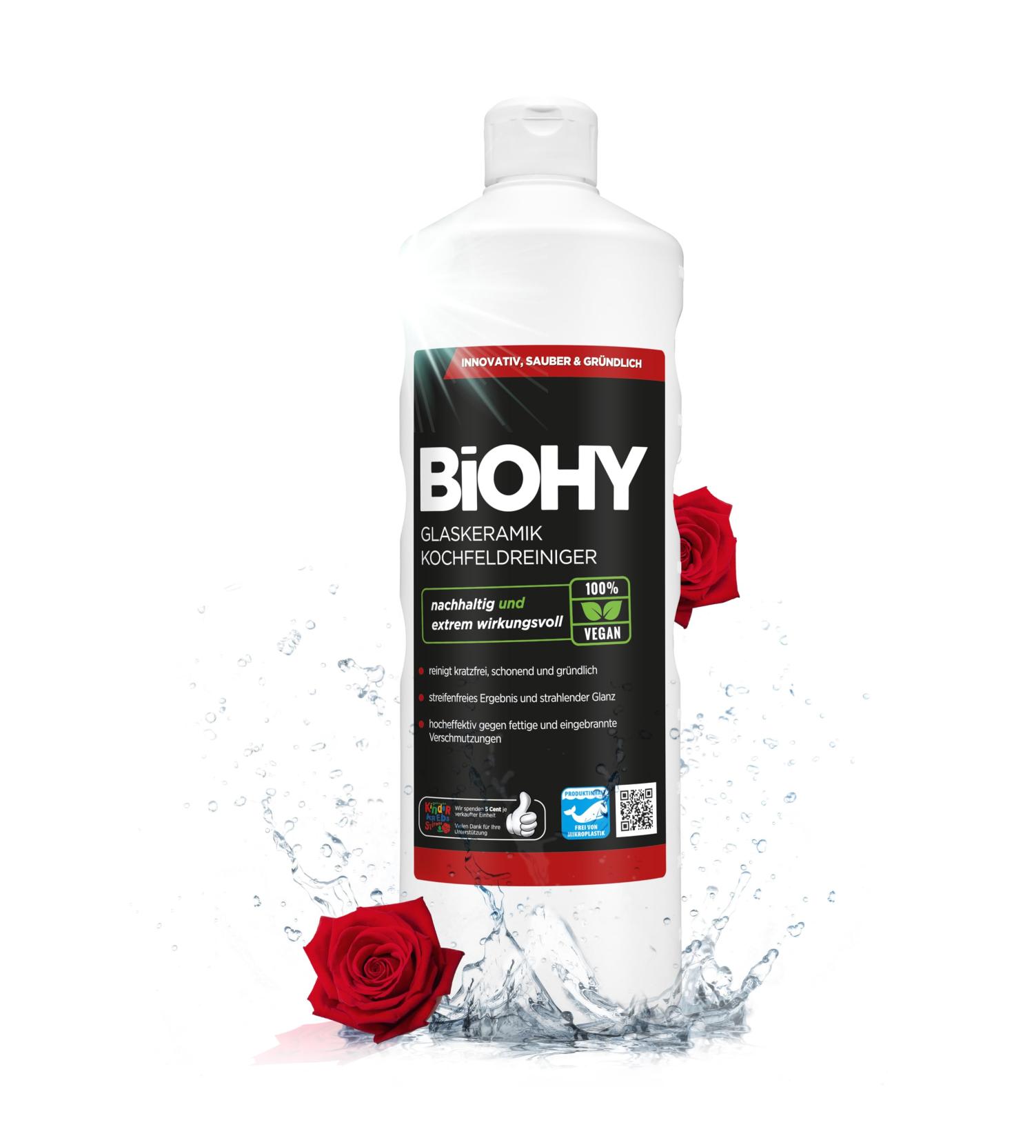 Biohy Glaskeramik Hob Field Cleaner 1L - Scratch-Free High Gloss Ceranfeldreiniger | Biodegradable Kitchen Cleaner & Ceranium Field Scraper Supplement - Buy Online on GoSupps.com