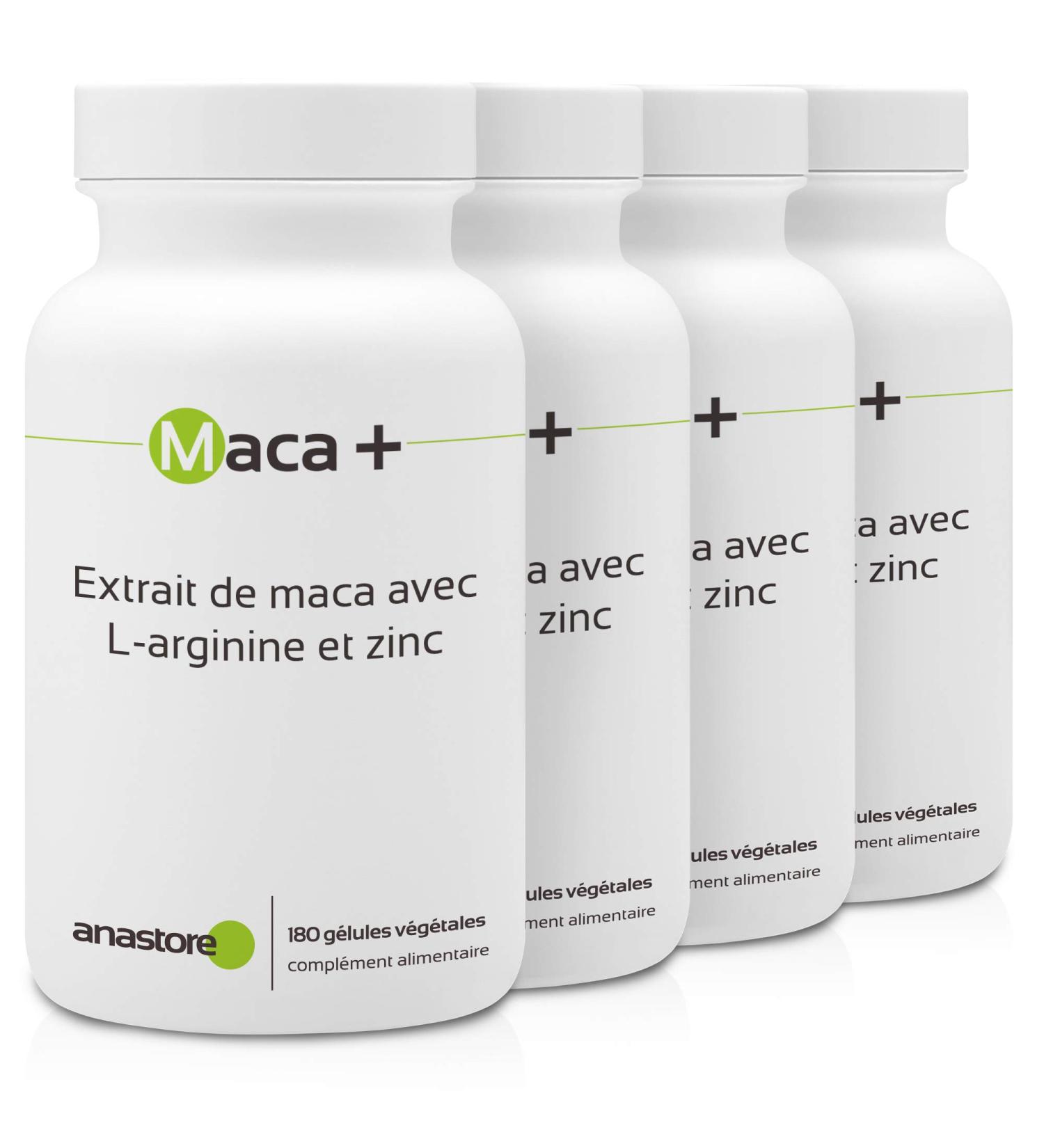 Maca + Arginine and Zinc * Pack 3+1 FREE * 461 mg / 720 Capsules * Energy * Satisfied or Refunded Guarantee * Made in France - Buy Online on GoSupps.com