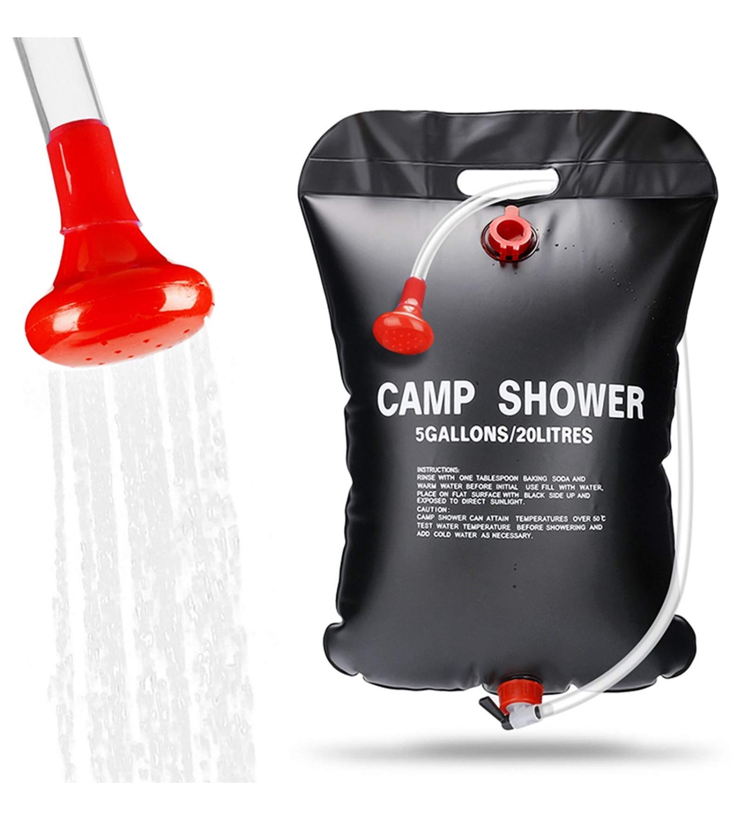 KIPIDA Solar Shower Bag - 5 Gallons/20L Heating Bag with Removable Hose and On-Off Switchable Shower Head - Camping, Beach, Swimming, Outdoor Traveling, Hiking - Buy Online on GoSupps.com