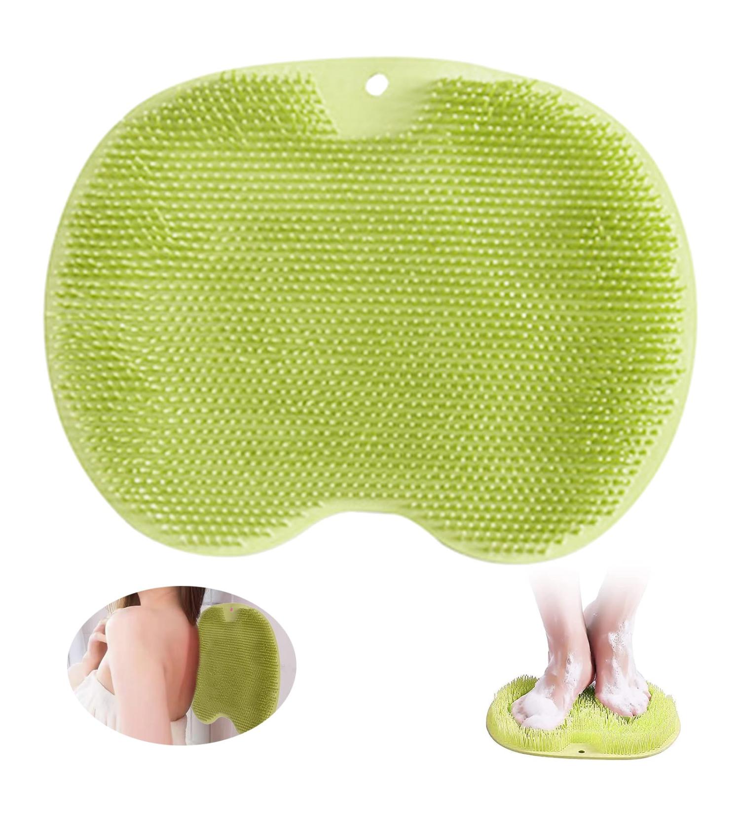 Giugio Non-Slip Silicone Massage Pad - Back Scrubber & Foot Brush with Suction Cup | Exfoliating Shower Massager (Green) - Clean Exfoliate & Massage - Buy Online on GoSupps.com