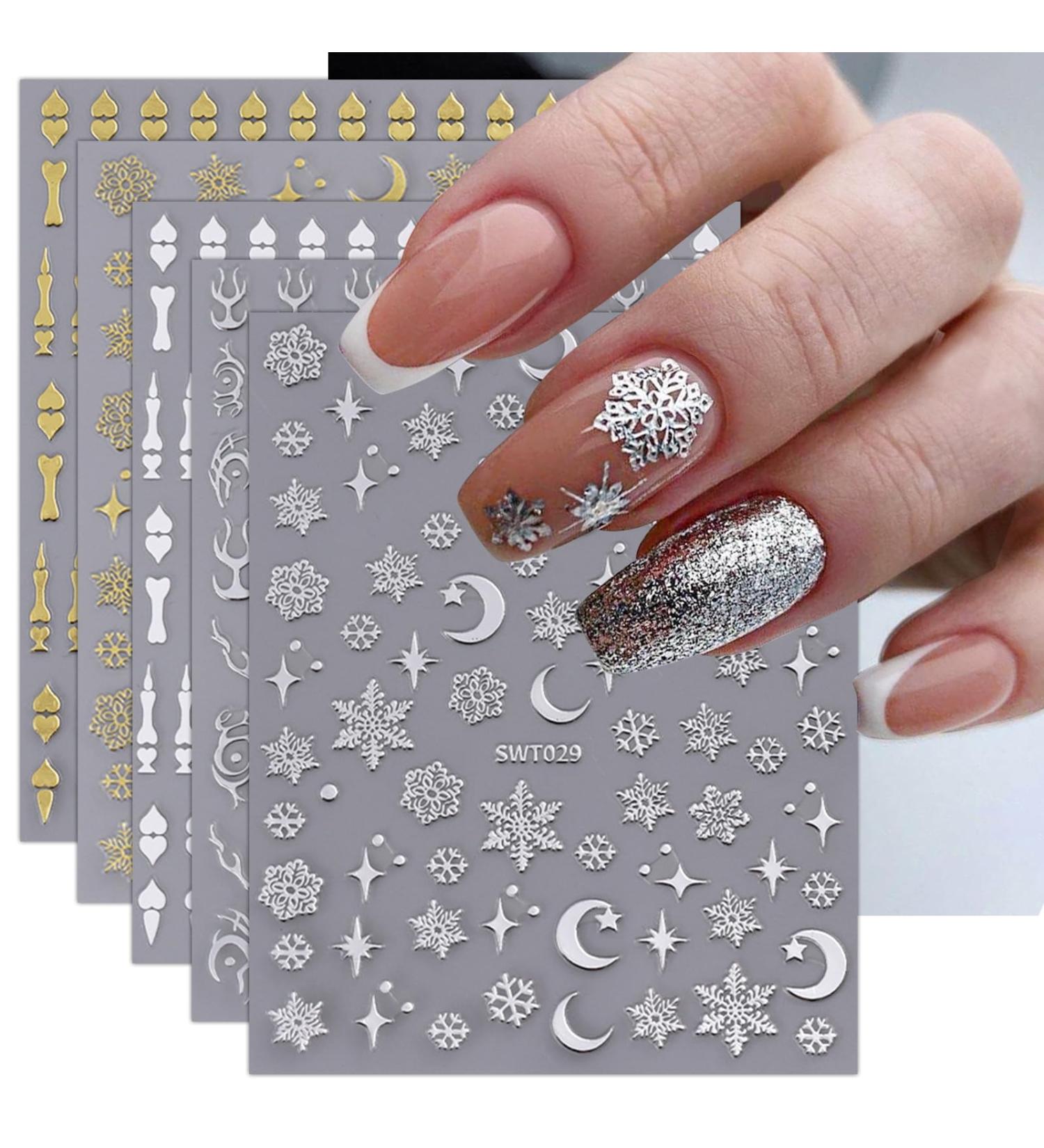 JMEOWIO 12 Sheets Moon Star Sun Nail Art Stickers Decals Self-Adhesive Snowflake Colorful Nail Supplies Nail Art Design Decoration Accessories - Buy Online on GoSupps.com