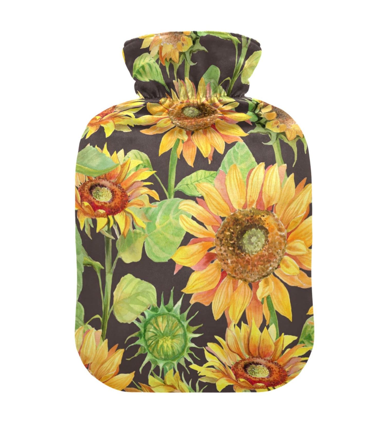 Sunflower Watercolor Heat Bottle 2L Warm Water Bag for Pain Relief & Headaches | Ideal for Back Pain Relief - Buy Online on GoSupps.com