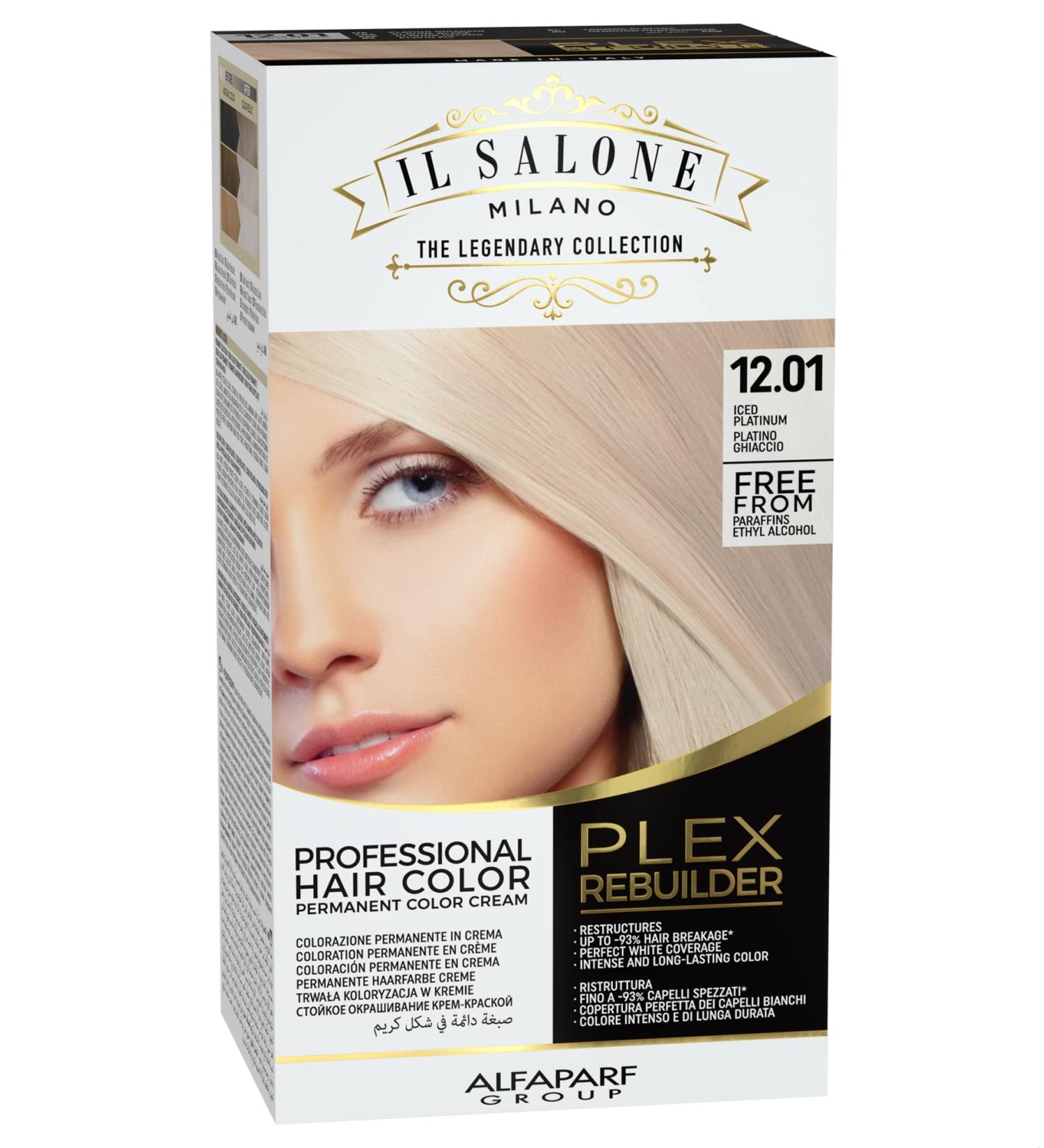 Il Salone Milano Plex Rebuilder Permanent Hair Color Cream - Iced Platinum Dye Kit - Professional Salon Quality - Protects & Restructures - Paraffin, Paraben, Ethyl Alcohol Free - Buy Online on GoSupps.com