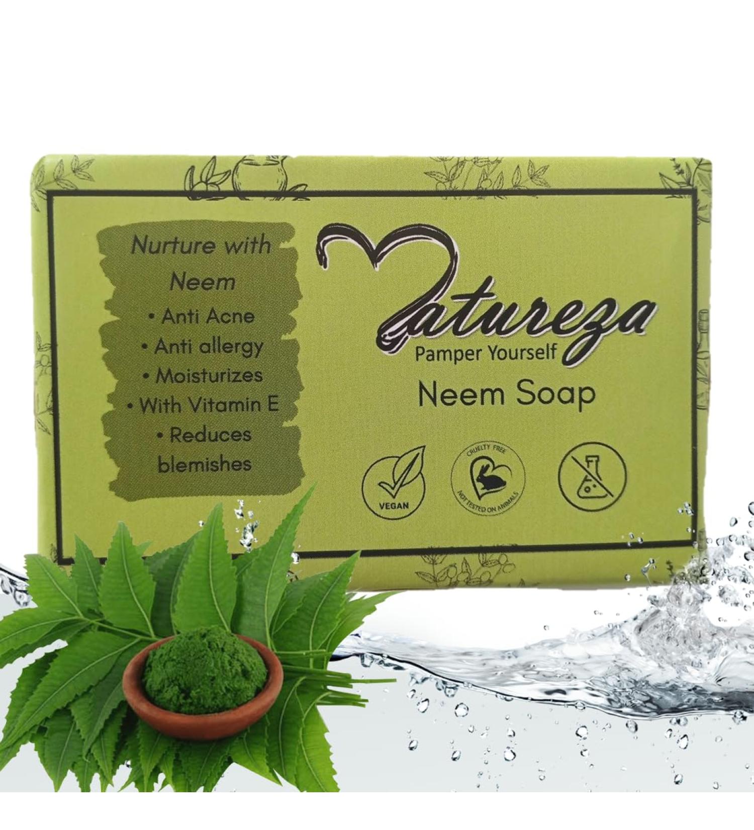 Natureza Organic Neem soap Herbal Handmade Anti acne 90g - Buy Online on GoSupps.com