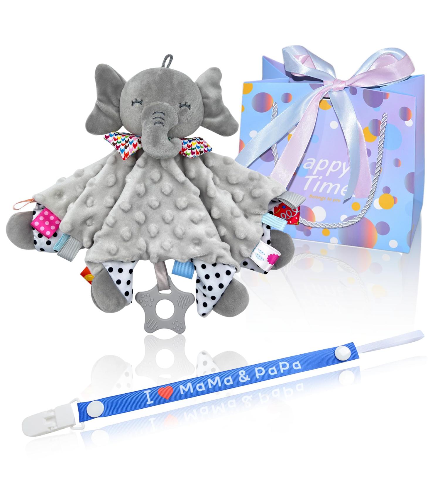UNMOT Dummy Clip Baby Comforters (Elephant) Gift for Newborn Baby Boy Girl New Born Boys and girls essentials sets of baby blanket and of dummy clips in personalised bag NZL009 Blue Pacifier Chain Set - Buy Online on GoSupps.com