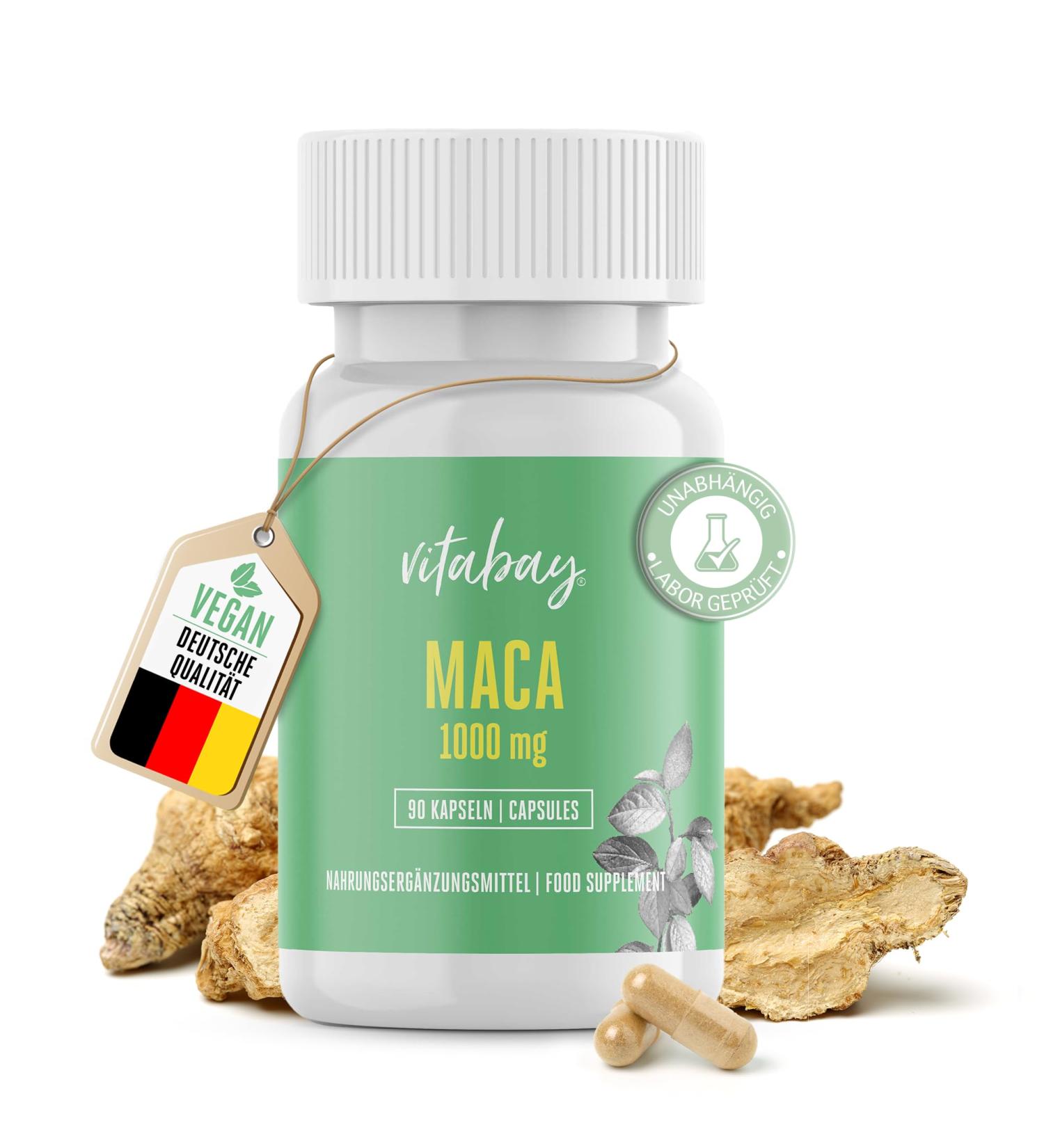 Vitabay Maca Capsules - High Dose 3000mg Daily (90 Caps) | Premium Maca Root Tablets for Energy & Wellness - Buy Online on GoSupps.com