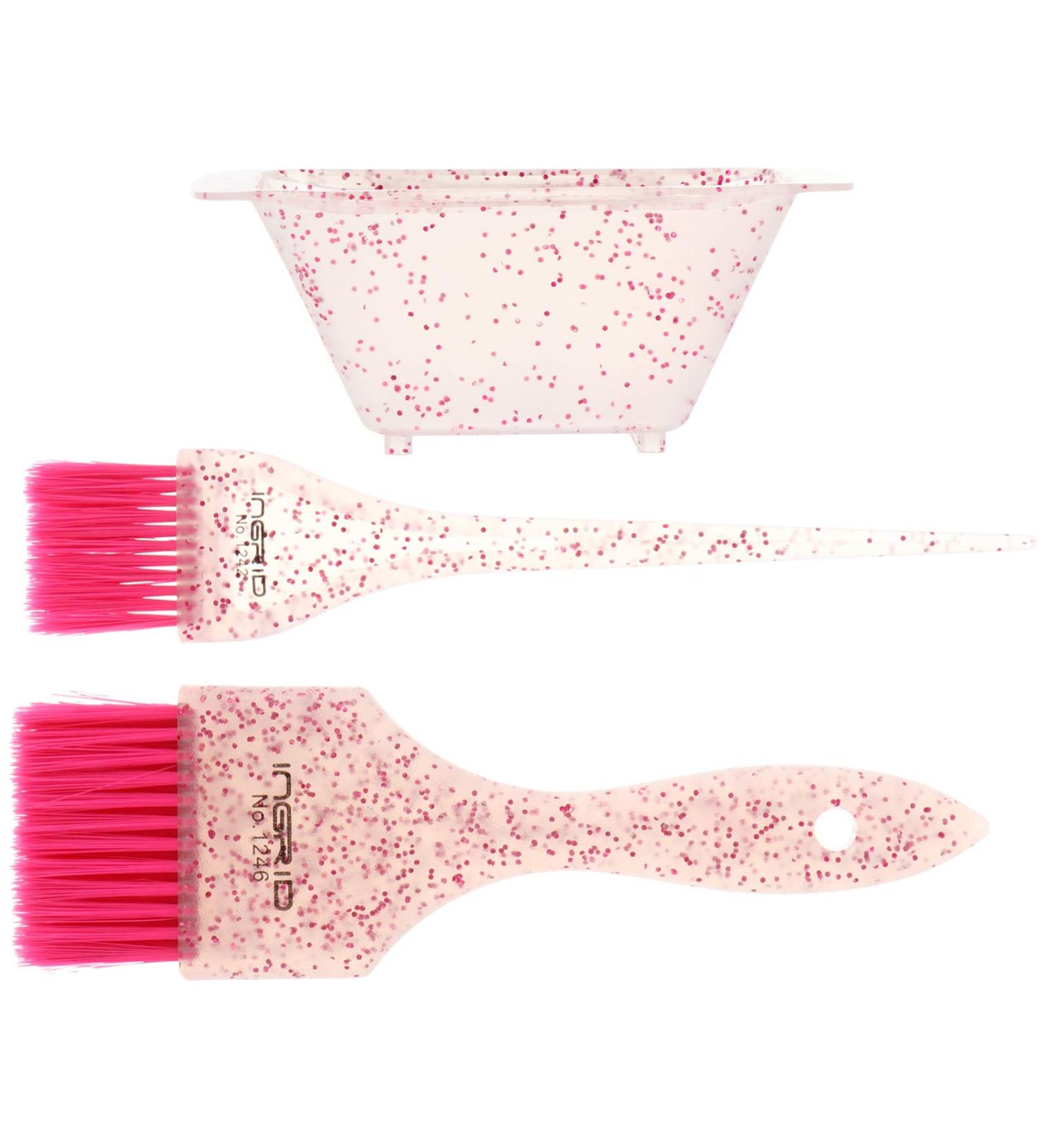 FRCOLOR Hair Dye Color Brush And Bowl Set Hair Tinting Brush Comb Salon Hair Coloring Dyeing DIY Salon Tool For Hair Tint Dying Coloring Applicator Home Barber Pink - Buy Online on GoSupps.com