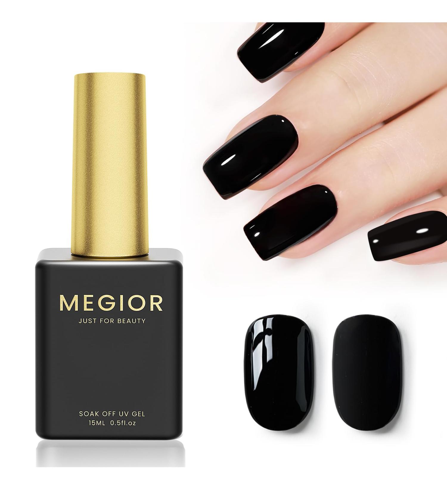 MEGIOR Black Gel Nail Polish 15ml Gel Polish 1PCS Soak Off UV LED Nail Gel Polish for Nail Art Manicure Salon DIY Home for Women Girls Nails - Buy Online on GoSupps.com