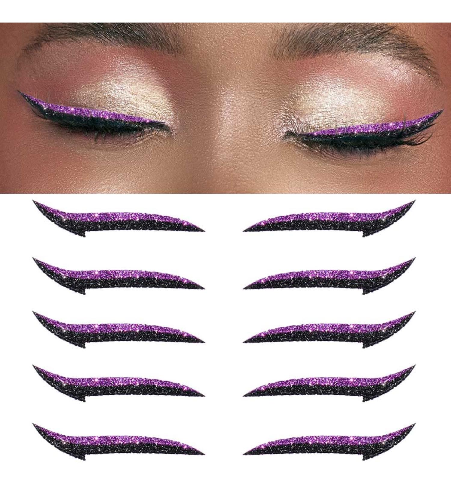 Glitter Eyeliner Stickers - Purple | Instant Adhesive Eye Line Strip for Party Makeup - Buy Online on GoSupps.com