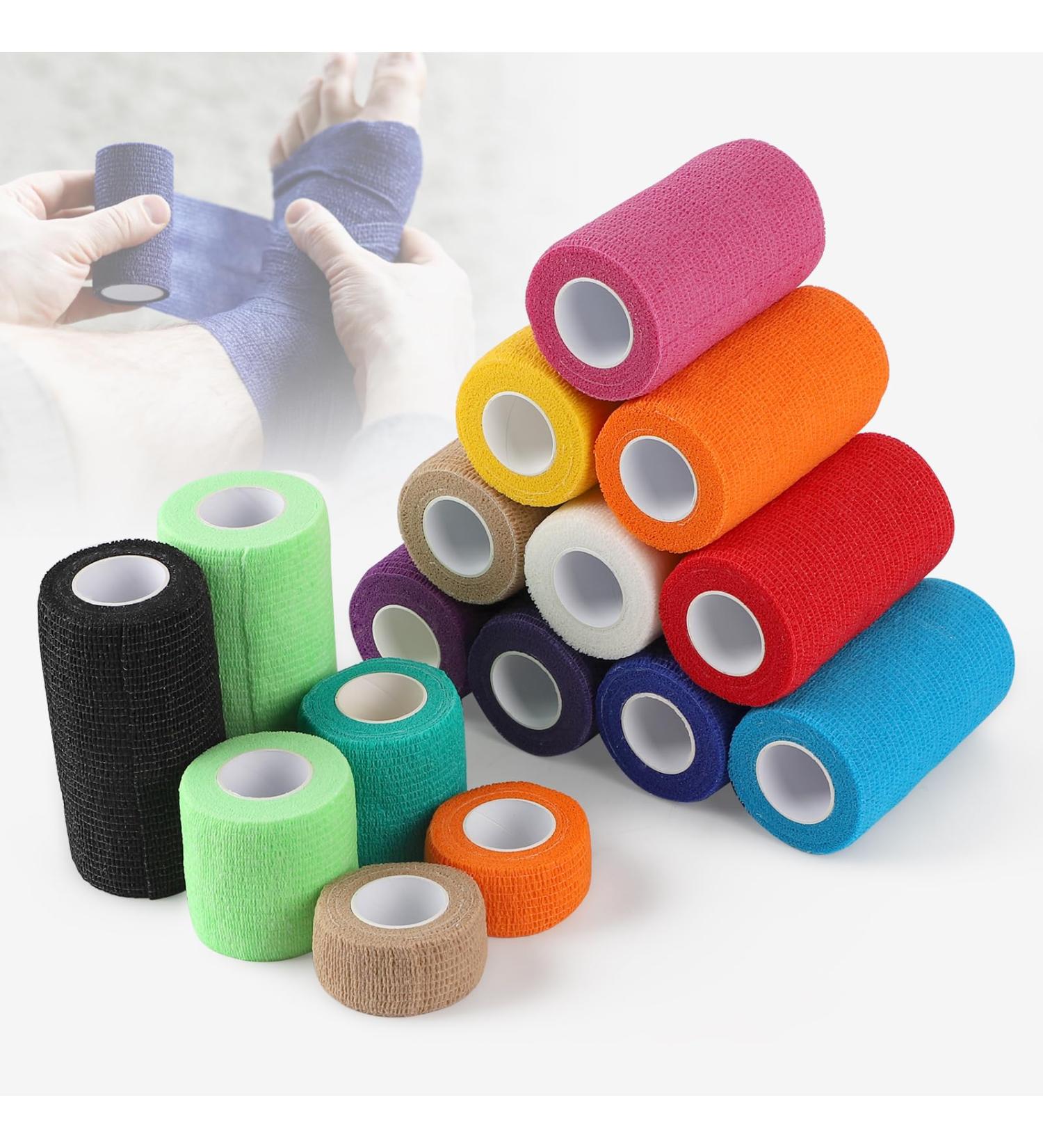 Efuturime 16 Self-Adhesive Bandage | 10cm 5cm 2.5cm 4.5m | Colorful Elastic Fixing Bandage for Sports & Pets - Model L 16PCS-L - Buy Online on GoSupps.com