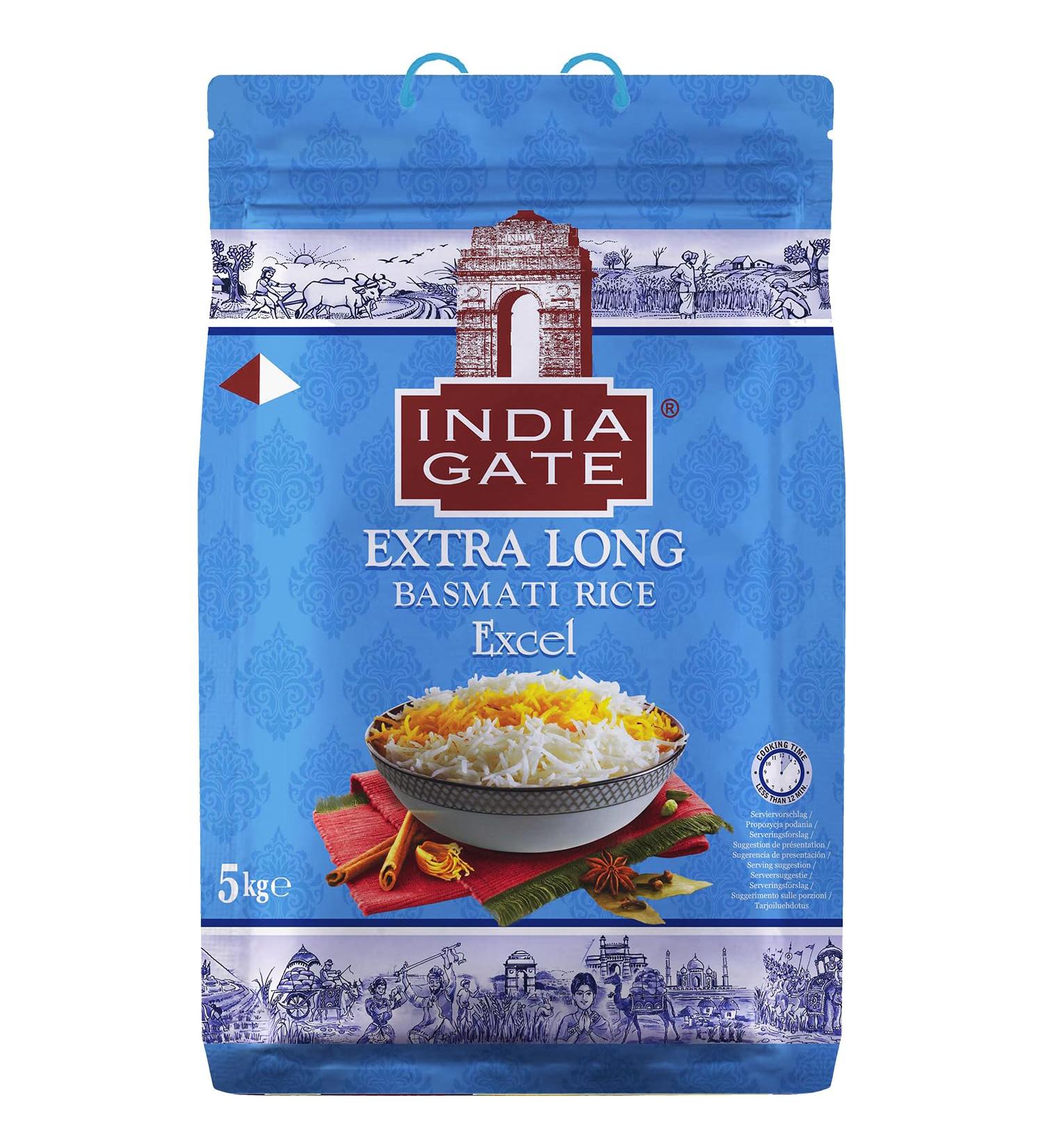 India Gate - Excel Extra Long Basmati Rice - 1 x 5 kg - Buy Online on GoSupps.com