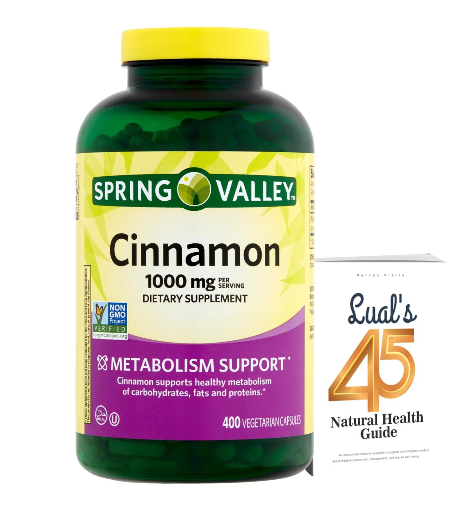 Cinnamon Supplement 1000mg 400 Vegetarian Capsules Contains Cassia Not Ceylon Bundle with Luall's 45 Diabetes Decoded (1) - Buy Online on GoSupps.com