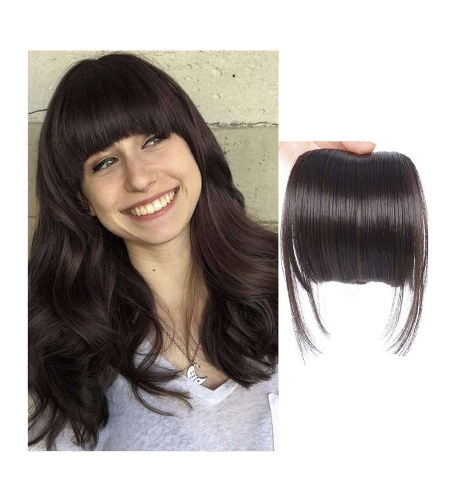 Bangs Hair Clip Fringe Bangs Synthetic Hair Extensions Clip in Bangs 6" Short Straight Hairpiece Thick Natural Front Neat Bangs with Temples for Women Girls Bangs Clip in Hair (Color : 2 Size : 6in 6inches 2 - Buy Online on GoSupps.com
