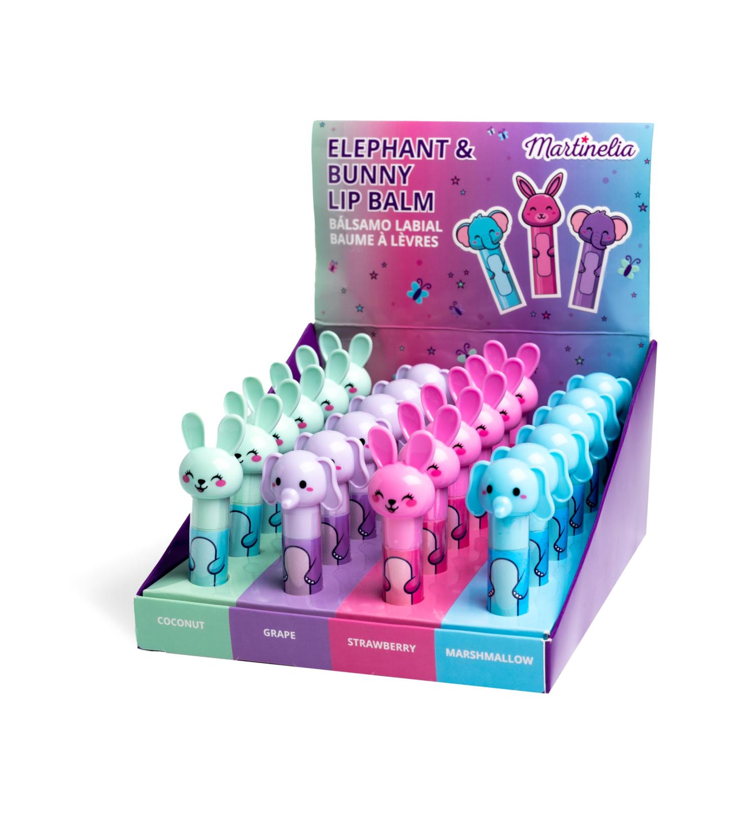 MARTINELIA - Animal Lip Balm for Kids - Flavored Lip Balm for Girls - Toxic Free - Random Rabbit & Elephant Model: Coconut Grape Strawberry or Marshmallow - 1 unit - Buy Online on GoSupps.com