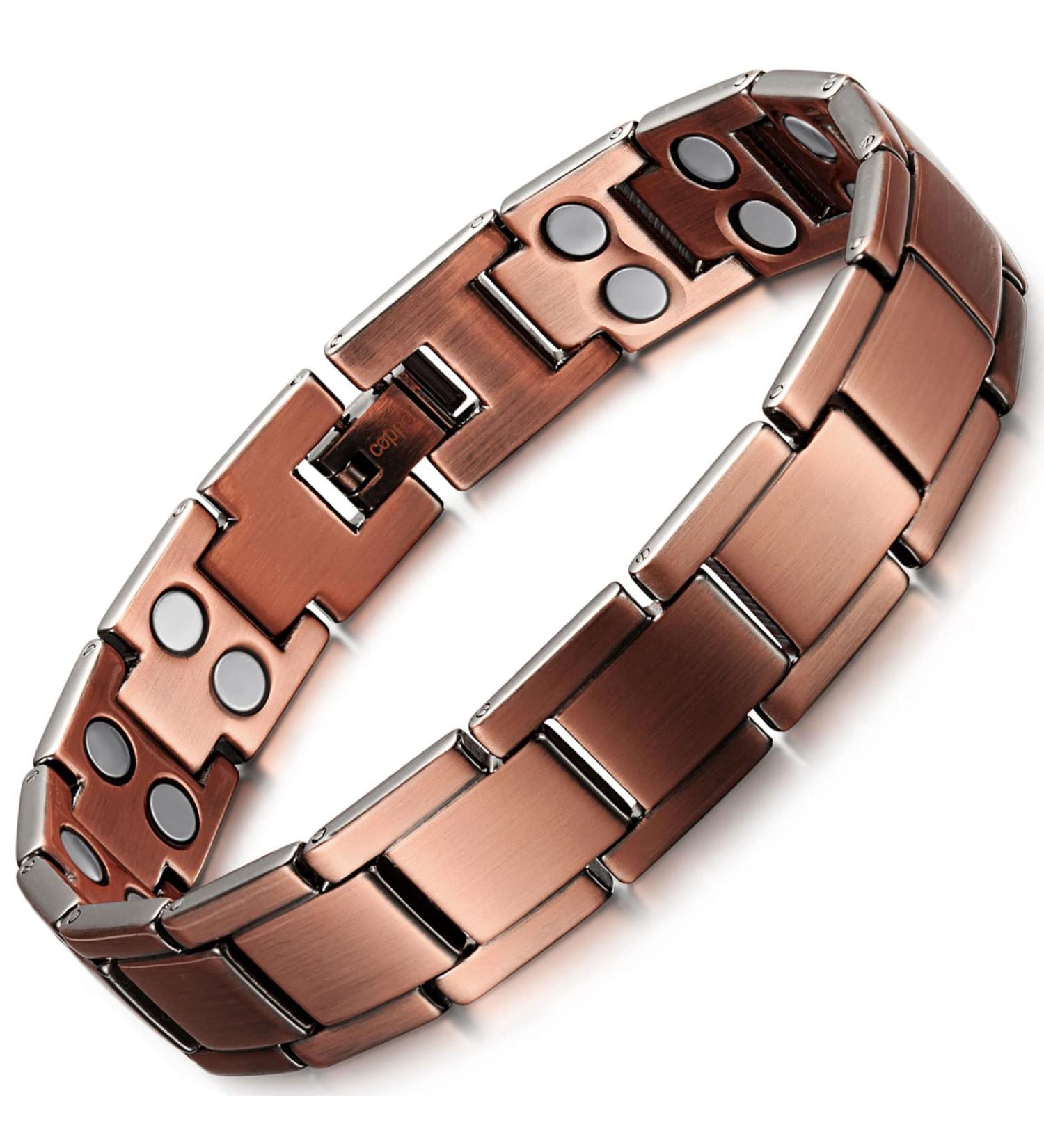 Buy RainSo European Pure Copper Magnetic Health Bracelet for Men - Stylish & Therapeutic in Black Gift Box - Buy Online on GoSupps.com