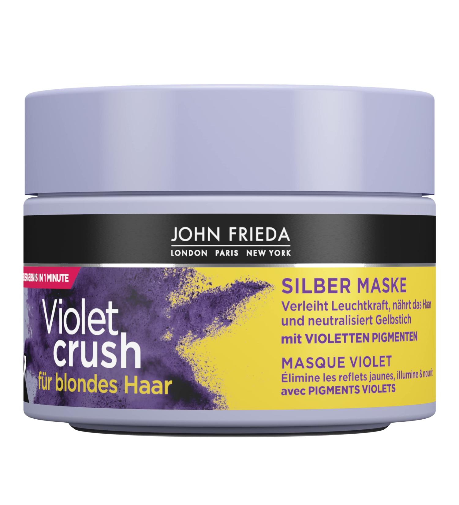 John Frieda Violet Crush Silver Mask 250ml | Neutralize Yellow Tinge & Repair Blonde Hair Damage - Buy Online on GoSupps.com