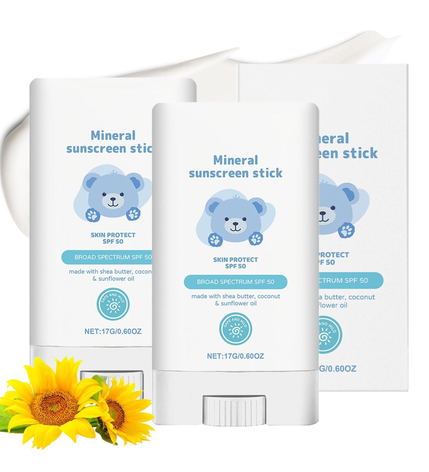 Lot de 2 B ton de Cr me Solaire pour B b Enfants SPF 50 Cr me Solaire R sistante L'eau Min rale en stick Formule Non Grasse Protection UVA et UVB pour Peaux Sensibles et D licates - Buy Online on GoSupps.com