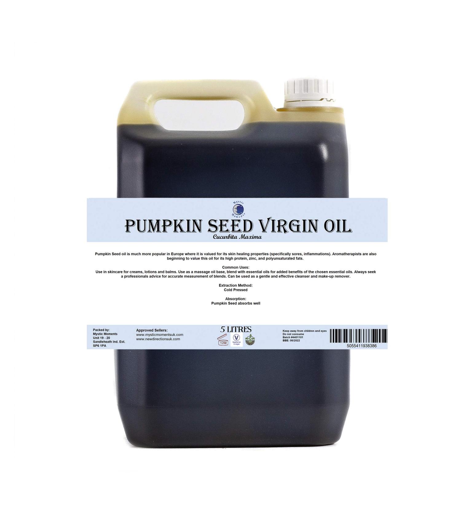 Buy Pure & Natural Pumpkin Seed Oil - 5L Carrier Oil for Hair Face Nails | Vegan & GMO-Free | Perfect for Aromatherapy & Massage - Buy Online on GoSupps.com