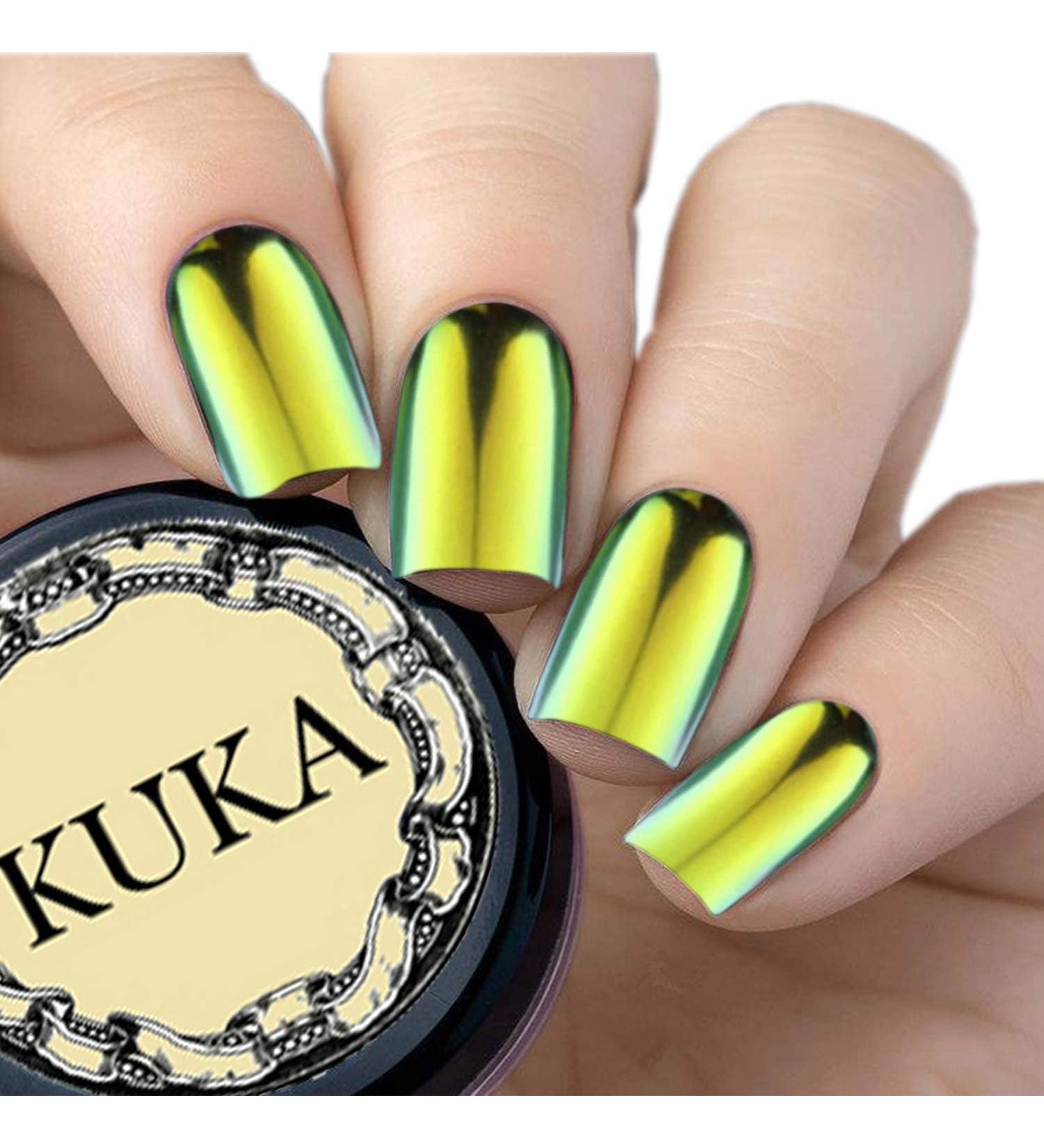 Kuka Chameleon Effect Pigment Powder - 6 Shimmering Colors Mirror-Gloss Chrome Effect Glitter for Stunning Manicures - Green-Blue & More - Buy Online on GoSupps.com