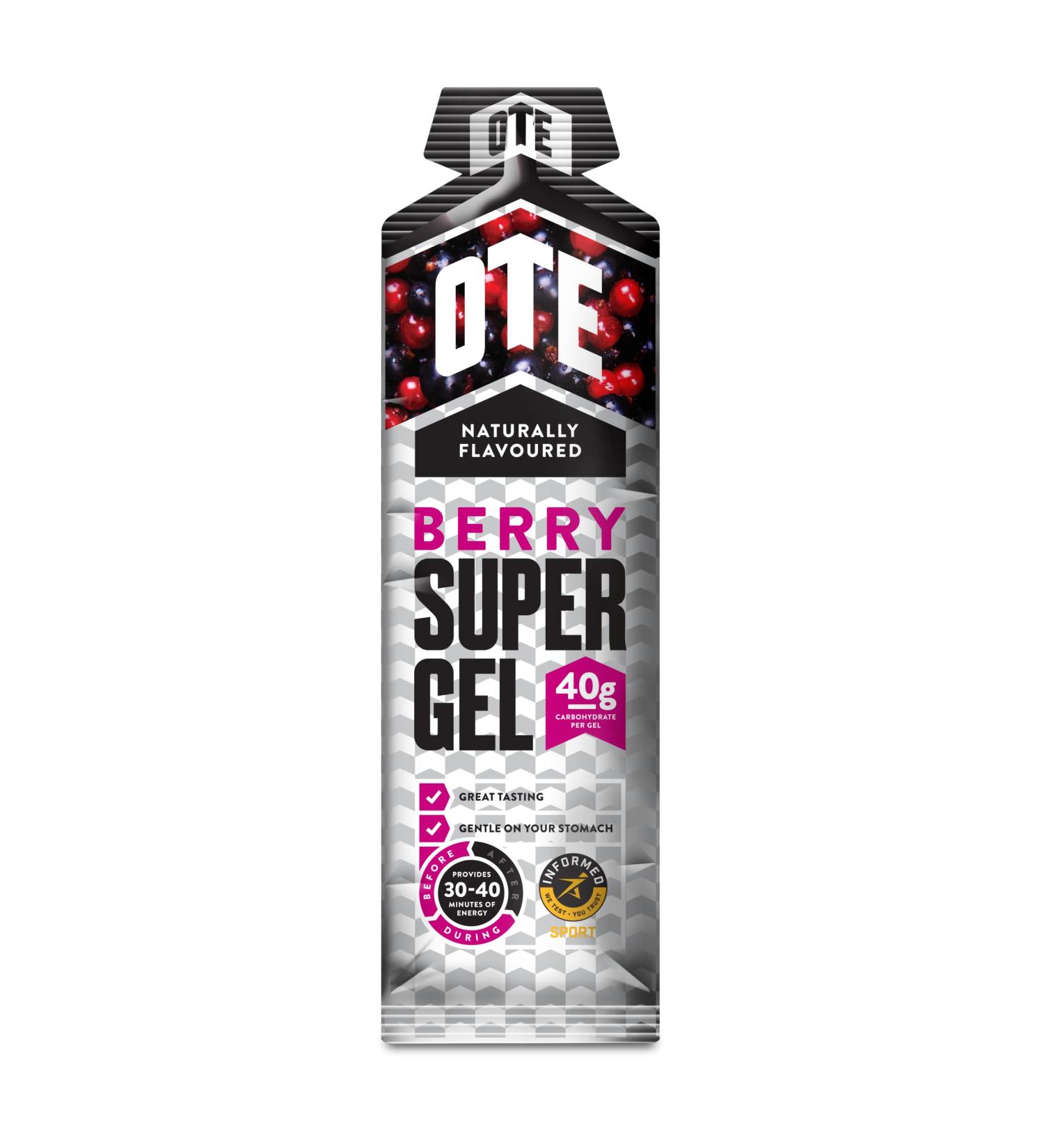 OTE Super Gel - Dual Source Energy for Endurance Sports - 40g Carbs - Box of 12 (Berry) - Buy Online on GoSupps.com