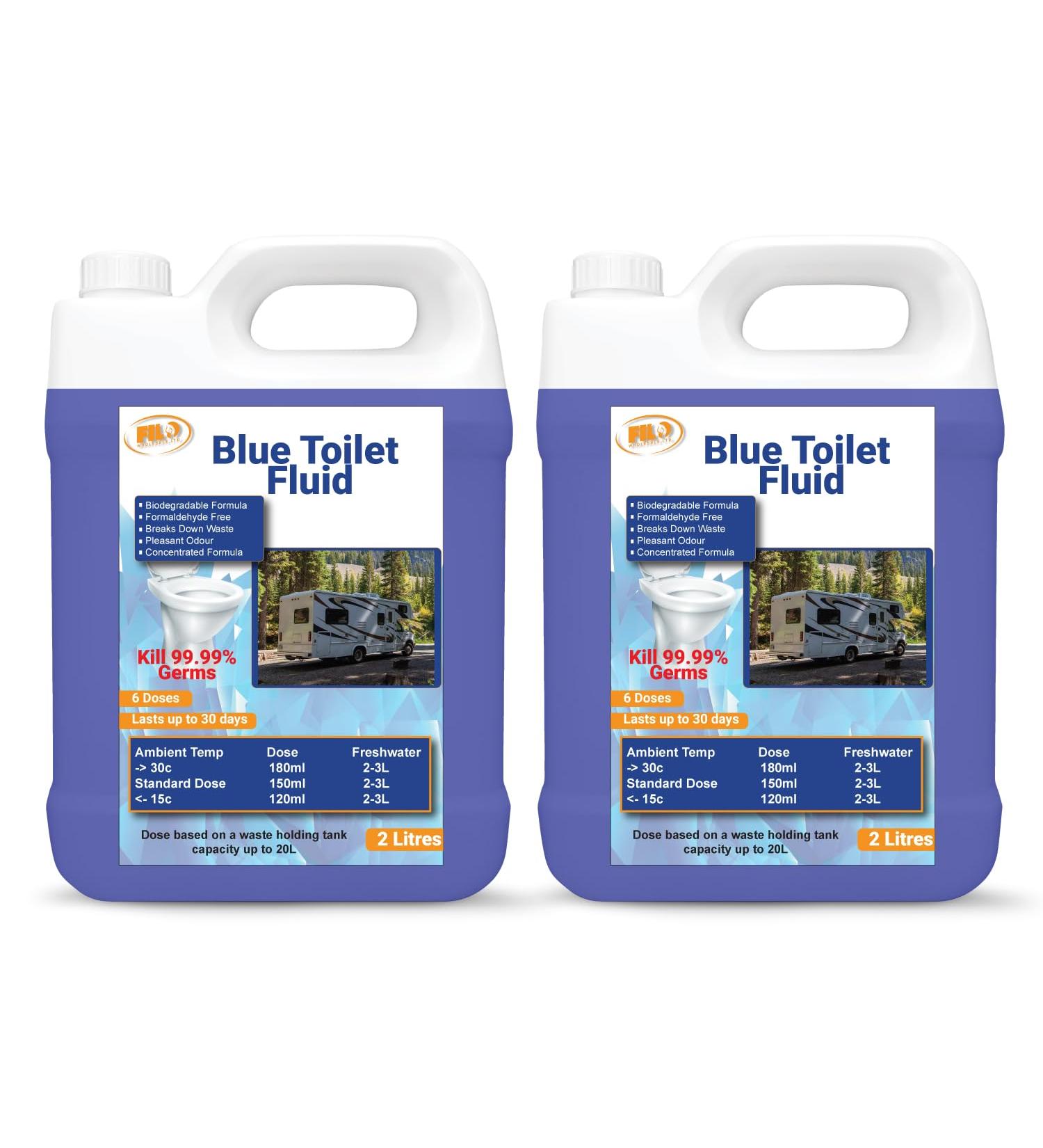 Filo Blue Toilet Fluid 4L Eco friendly Waste Holding Tank Cleaner for Caravan Motorhomes Campervans - Odour Control - Chemical Liquid for Camping/Portable Toilets. (2) - Buy Online on GoSupps.com