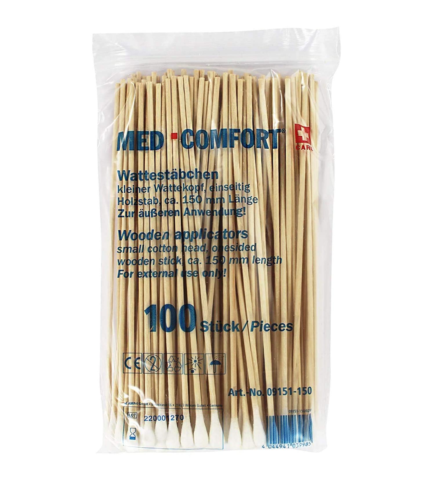 MED-Comfort cotton swabs 09151-150 one-sided small head - 100 pieces 150mm long