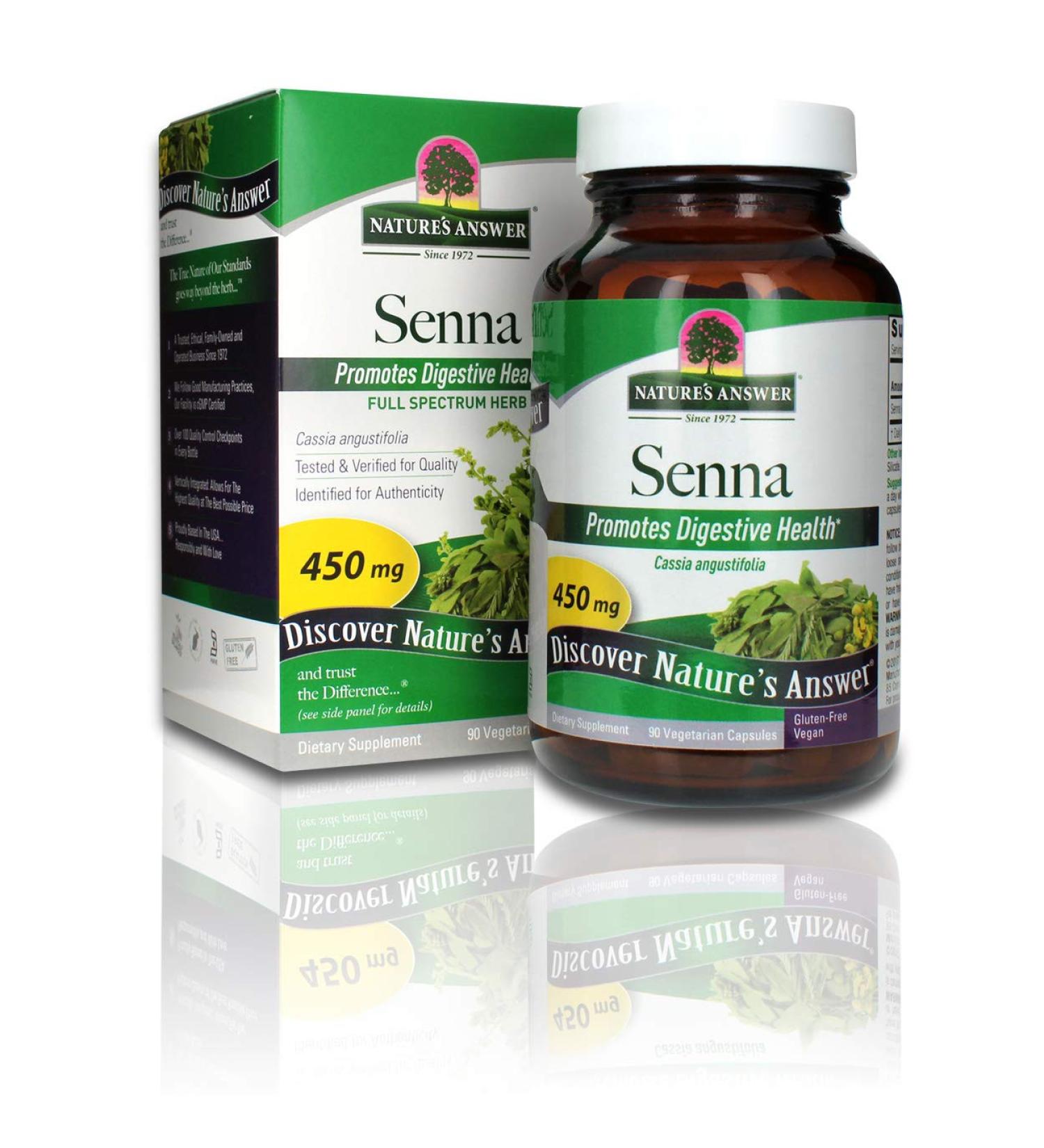 Nature's Answer Senna Leaf - Vegan Digestive Health Supplement | 90 Vegetarian Capsules | Gluten-Free & Kosher Certified - Buy Online on GoSupps.com