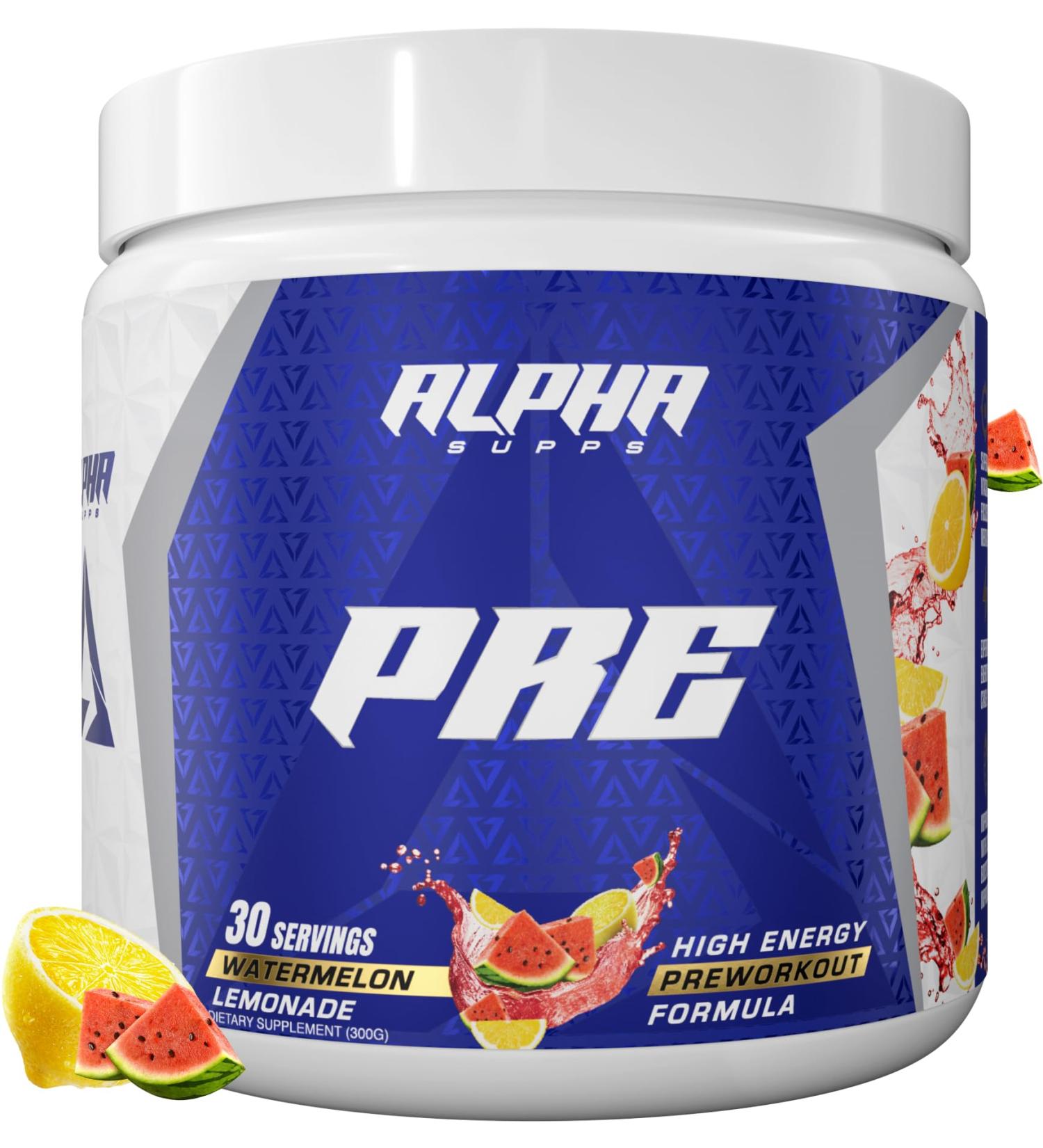 Alpha Supps Pre Pre-Workout Powder for Men & Women Back to Basics Preworkout Formula for Fitness & Gym Training Athletes - Boost Energy Focus & Performance (30 Servings Watermelon Lemonade) Watermelon Lemonade 10.6 Ounc  - Buy Online on GoSupps.com