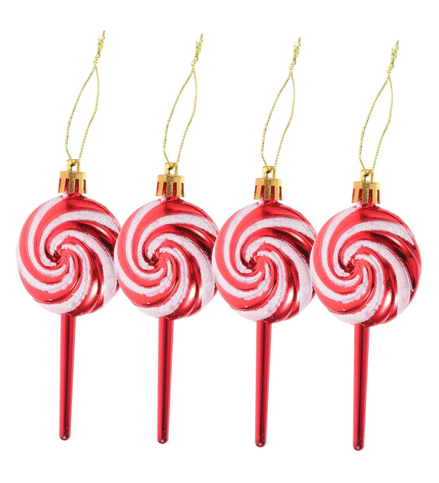 HOLIDYOYO 4pcs Lollipop Pendant Christmas Tree Hanging Peppermint Fake Christmas Candy Lollipops Red Plastic Red 11.60X5.00X1.60CM - Buy Online on GoSupps.com