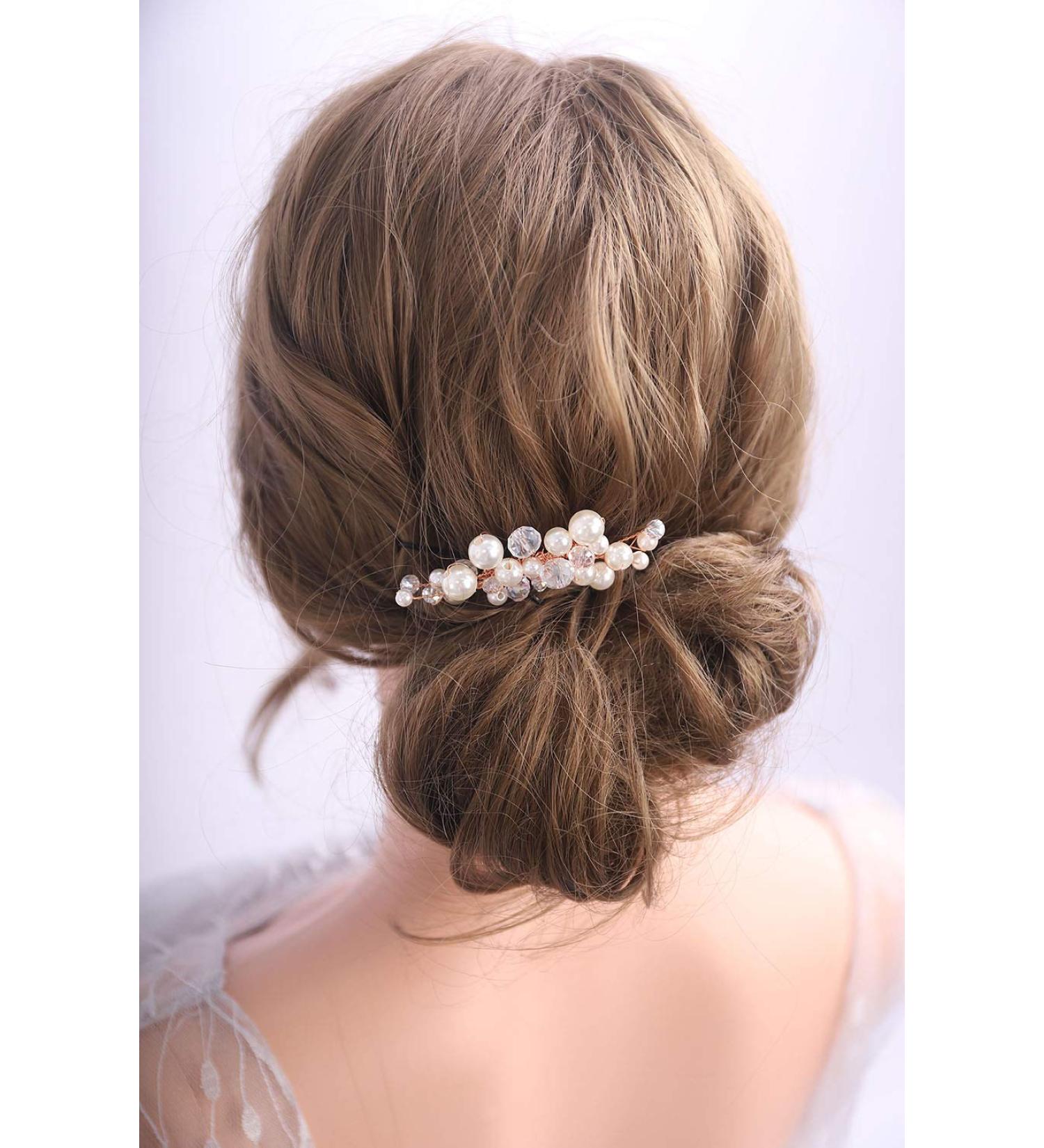 Deniferymakeup ONE CLIP Bridal Hair Comb Pearl Wedding Hair Comb in Gold Rose Gold Silver Bridal Headpiece Pearl Hair Comb Wedding Hair Accessory Rhinestone Hair Comb Crystal Hair Accessories (Gold) - Buy Online on GoSupps.com