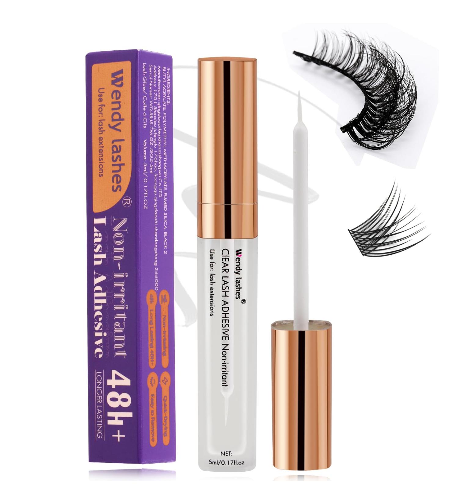 Premium Lash Glue - Fast Drying Clear Adhesive for Cluster & Strip Eyelash Extensions (5ML) - Strong Hold & Sensitive Formula - Buy Online on GoSupps.com