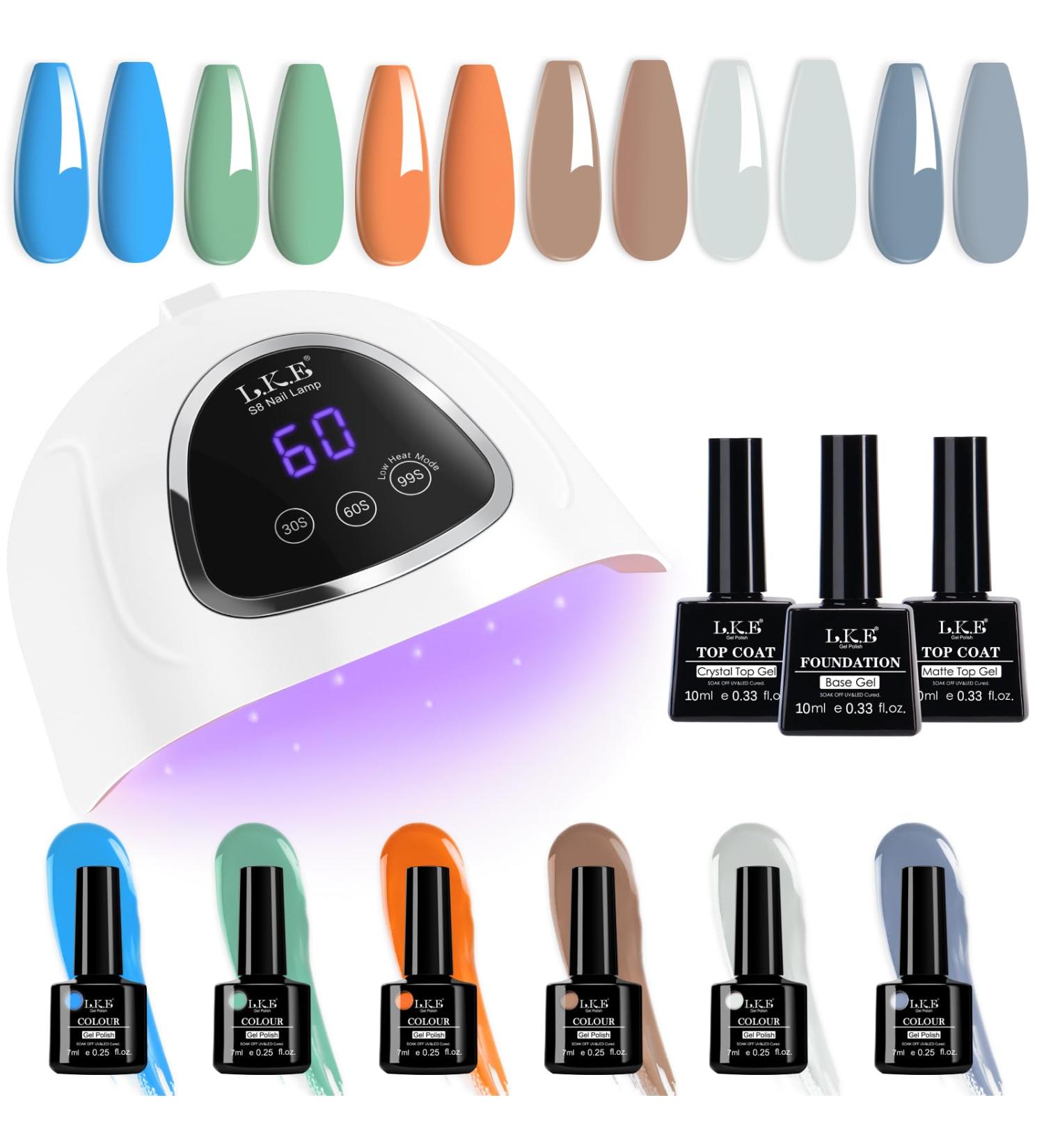 Gel Nail Polish Kit with 72W UV Lamp | Macaron Colors | Glossy & Matte Finish | Manicure DIY Set - Buy Online on GoSupps.com