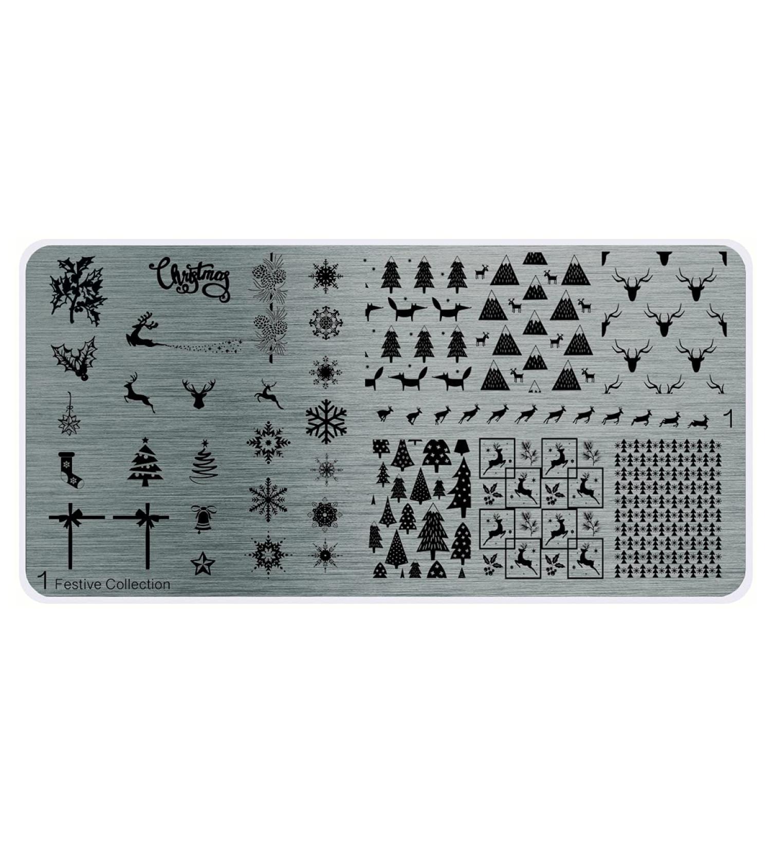 MoYou XL Festive Stamping Plates Collection 1 - Christmas Designs Snowflakes Trees Bells & Gifts for Nail Art | International Shipping - Buy Online on GoSupps.com