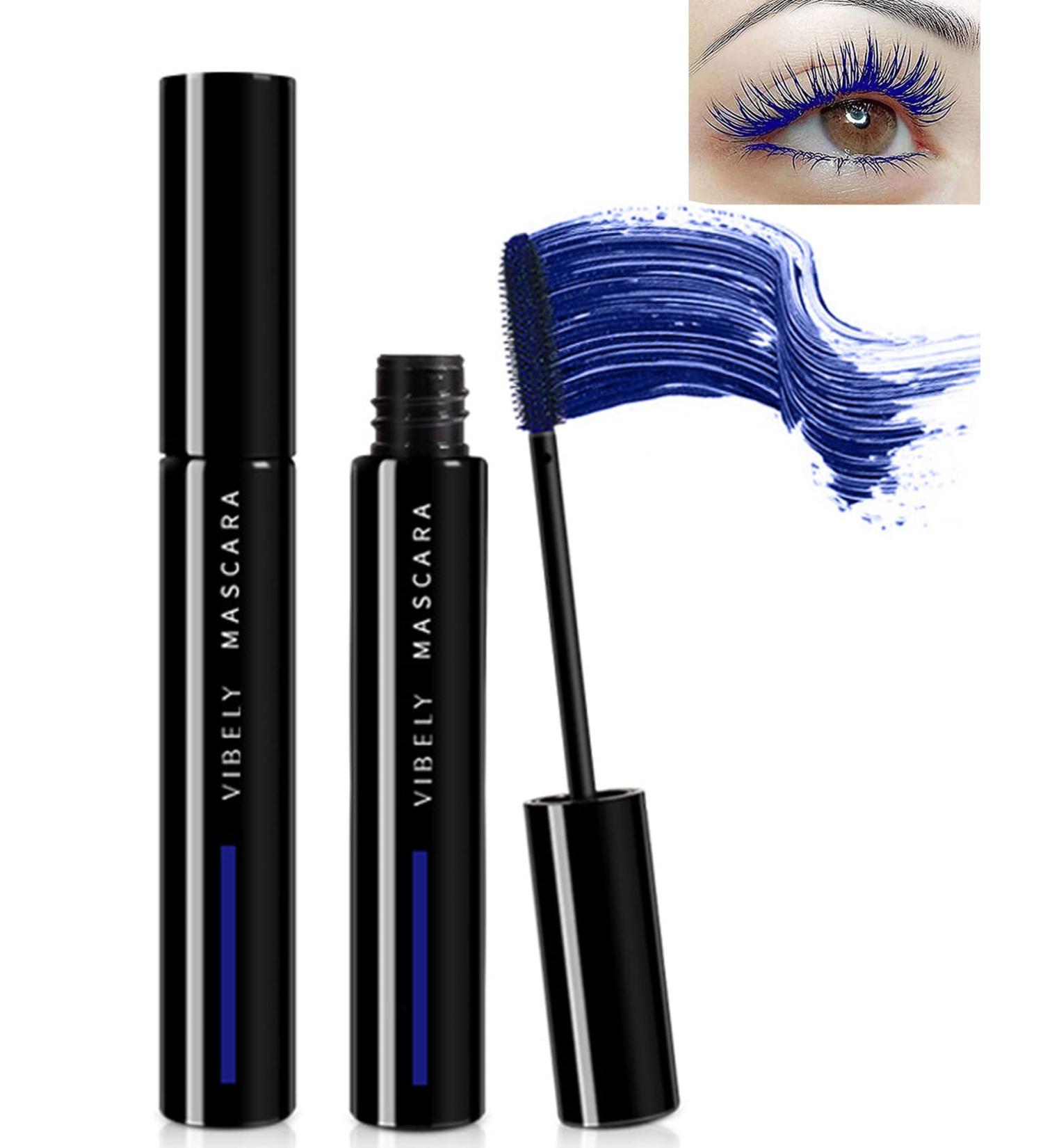 Blue Mascara Voluminous Waterproof Cat Eye Makeup Color Mascara for Eyelashes Best Volumizing Lengthening Curling Defining Washable Eye Lashes Party Stage Use Women Girl Valentine's Christmas Gift - Buy Online on GoSupps.com