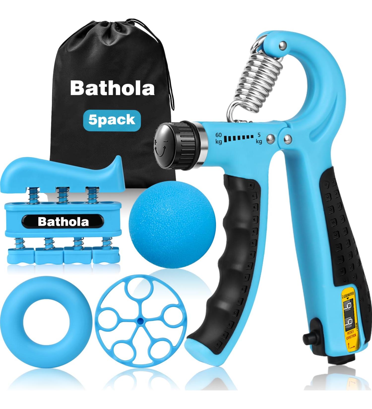 Buy Bathola Hand Trainer - Adjustable Grip & Finger Training Device - Forearm Coach & Stress Relief - 5-Pack - Buy Online on GoSupps.com